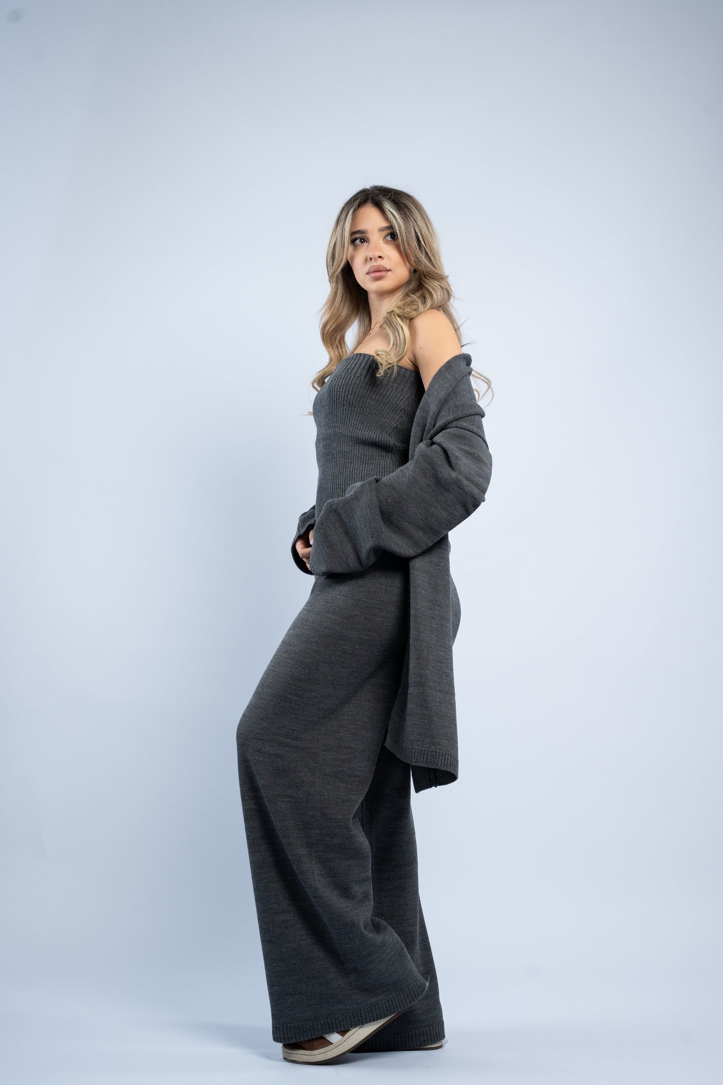 Cardigan three-piece wool set