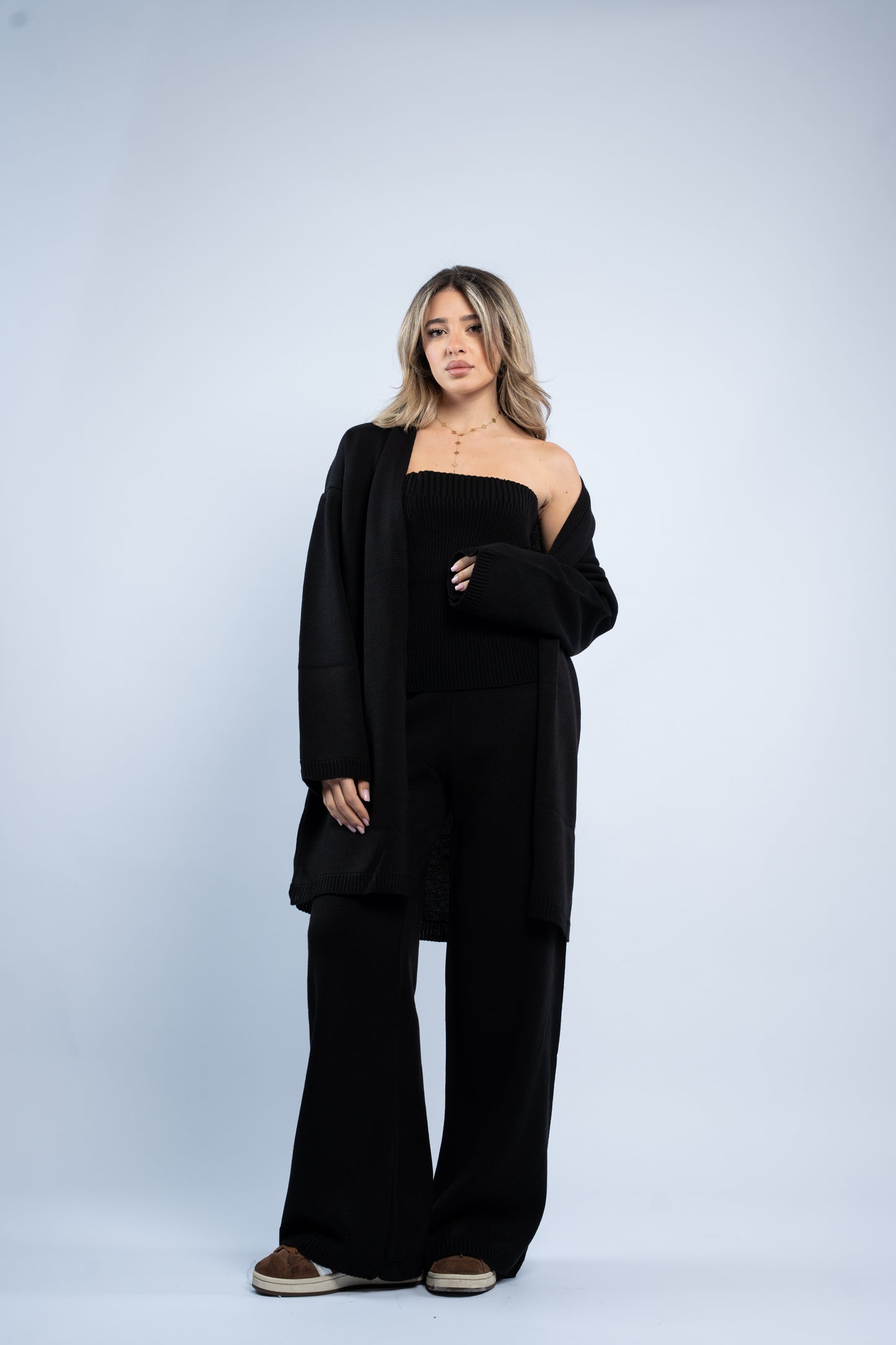 Cardigan three-piece wool set