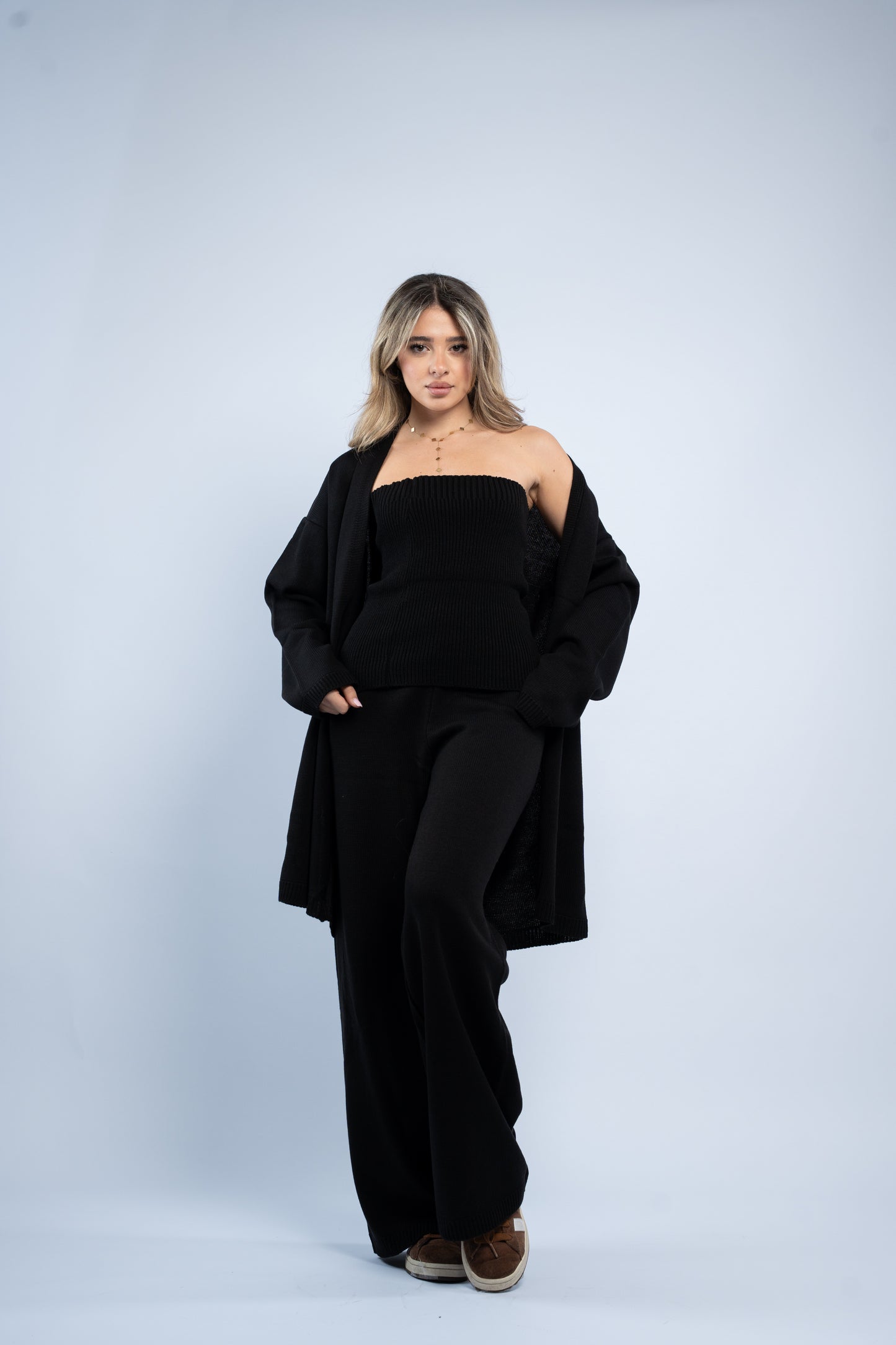 Cardigan three-piece wool set