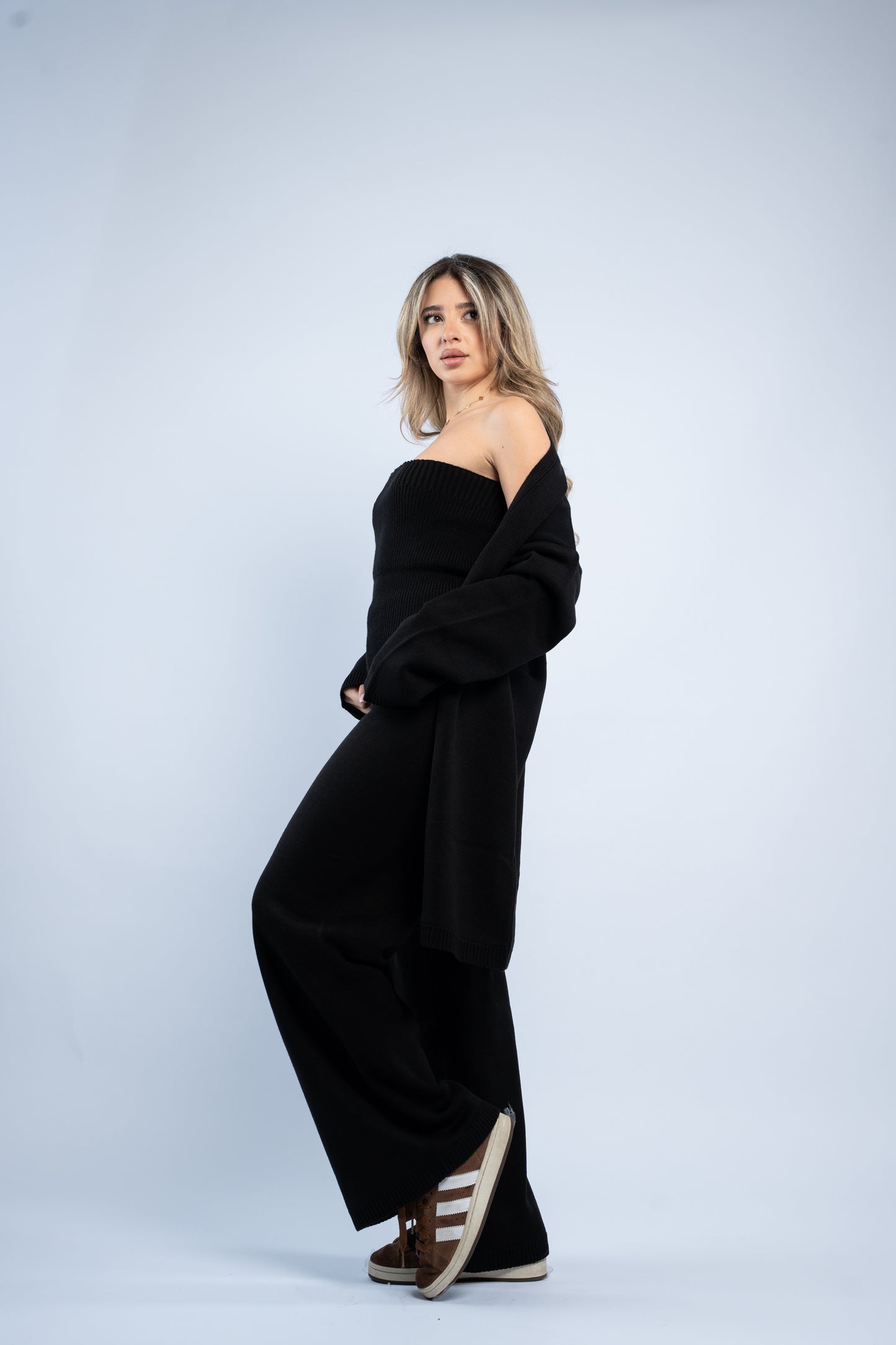 Cardigan three-piece wool set