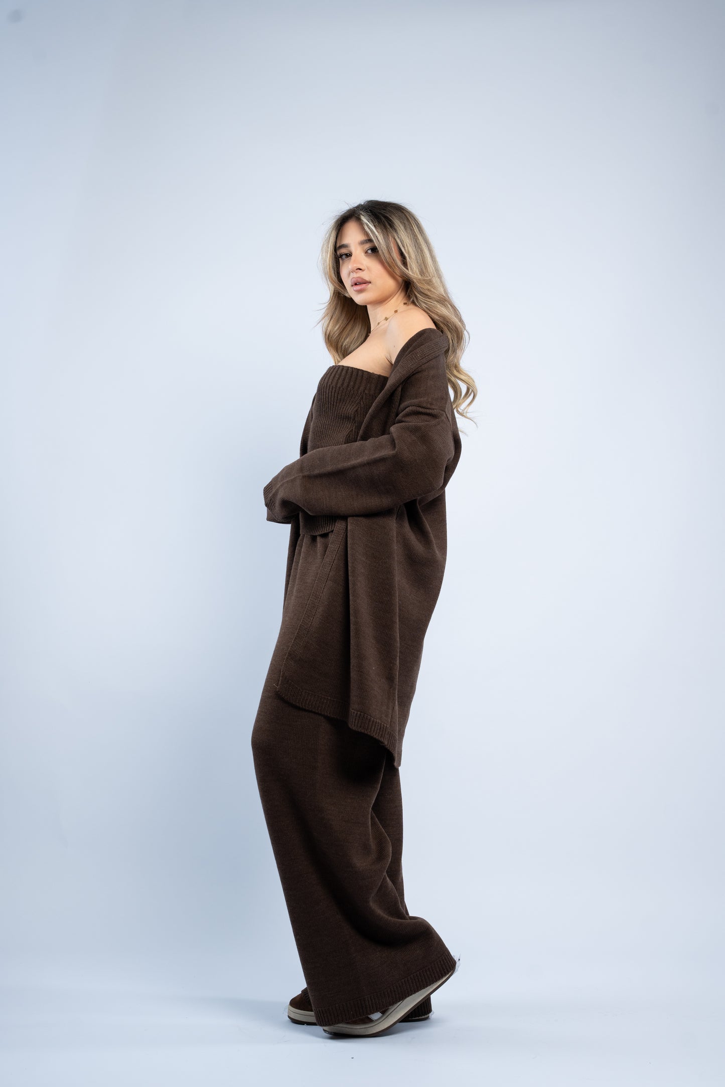 Cardigan three-piece wool set