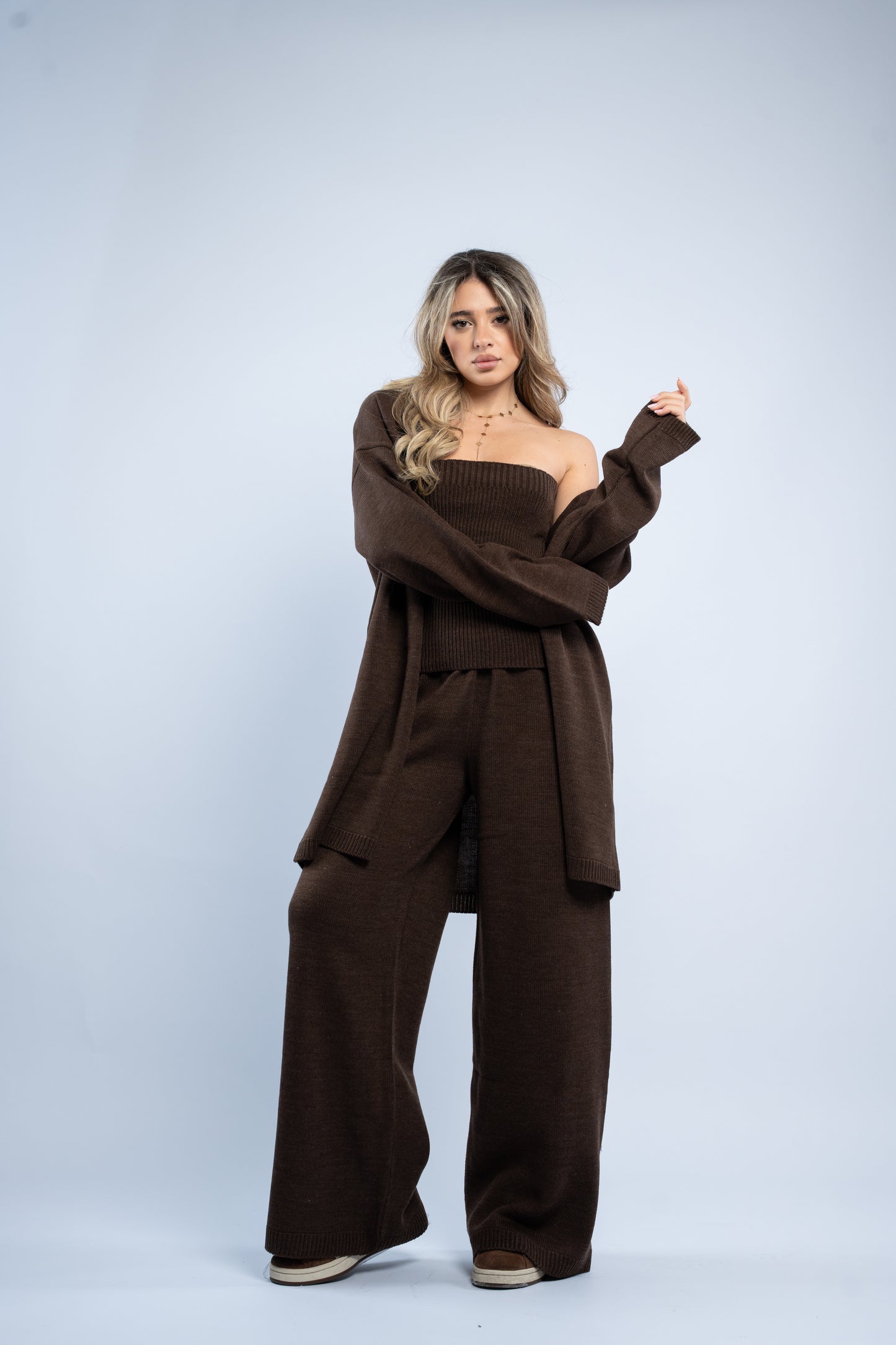 Cardigan three-piece wool set