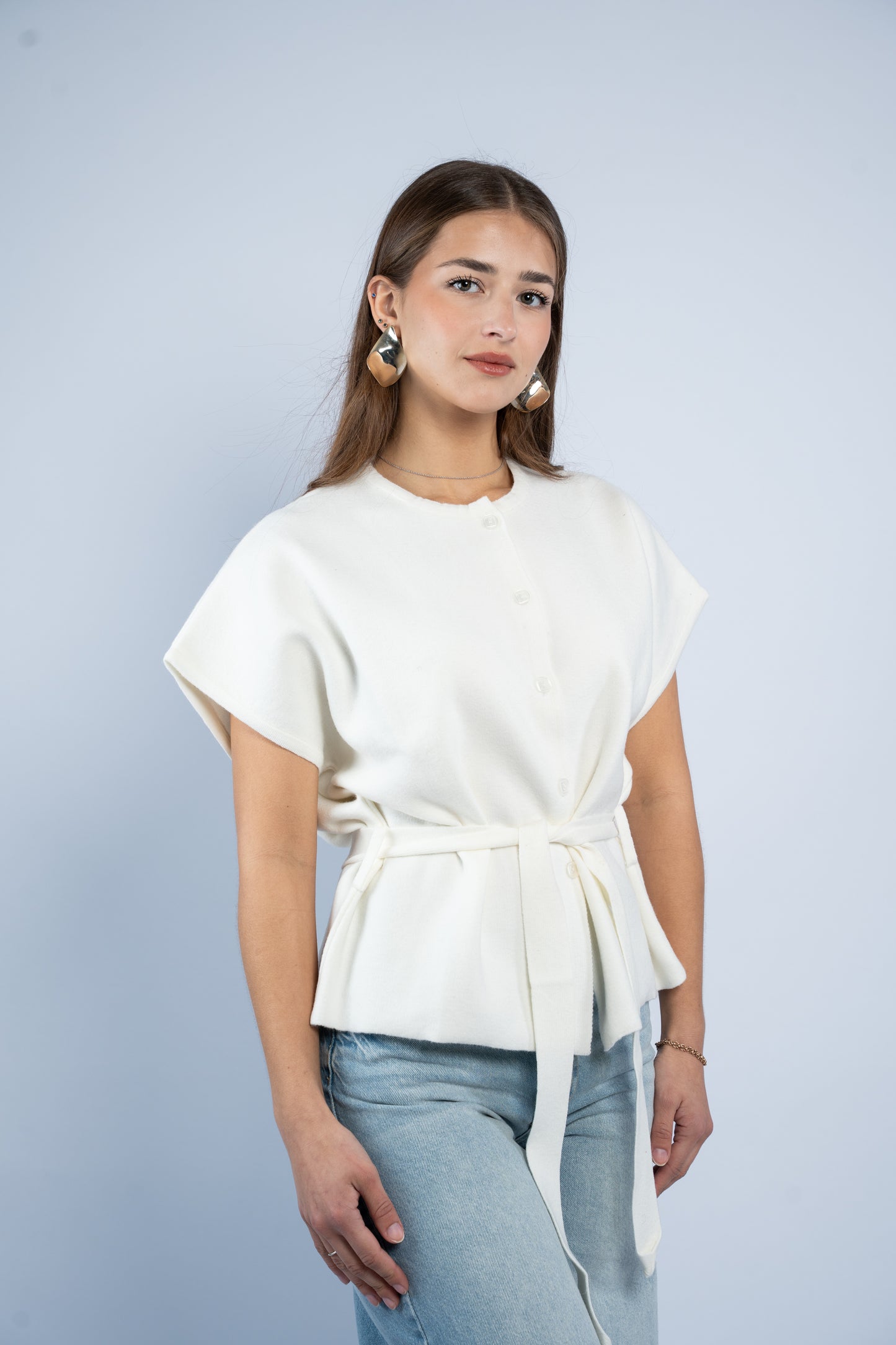 Belted wool top