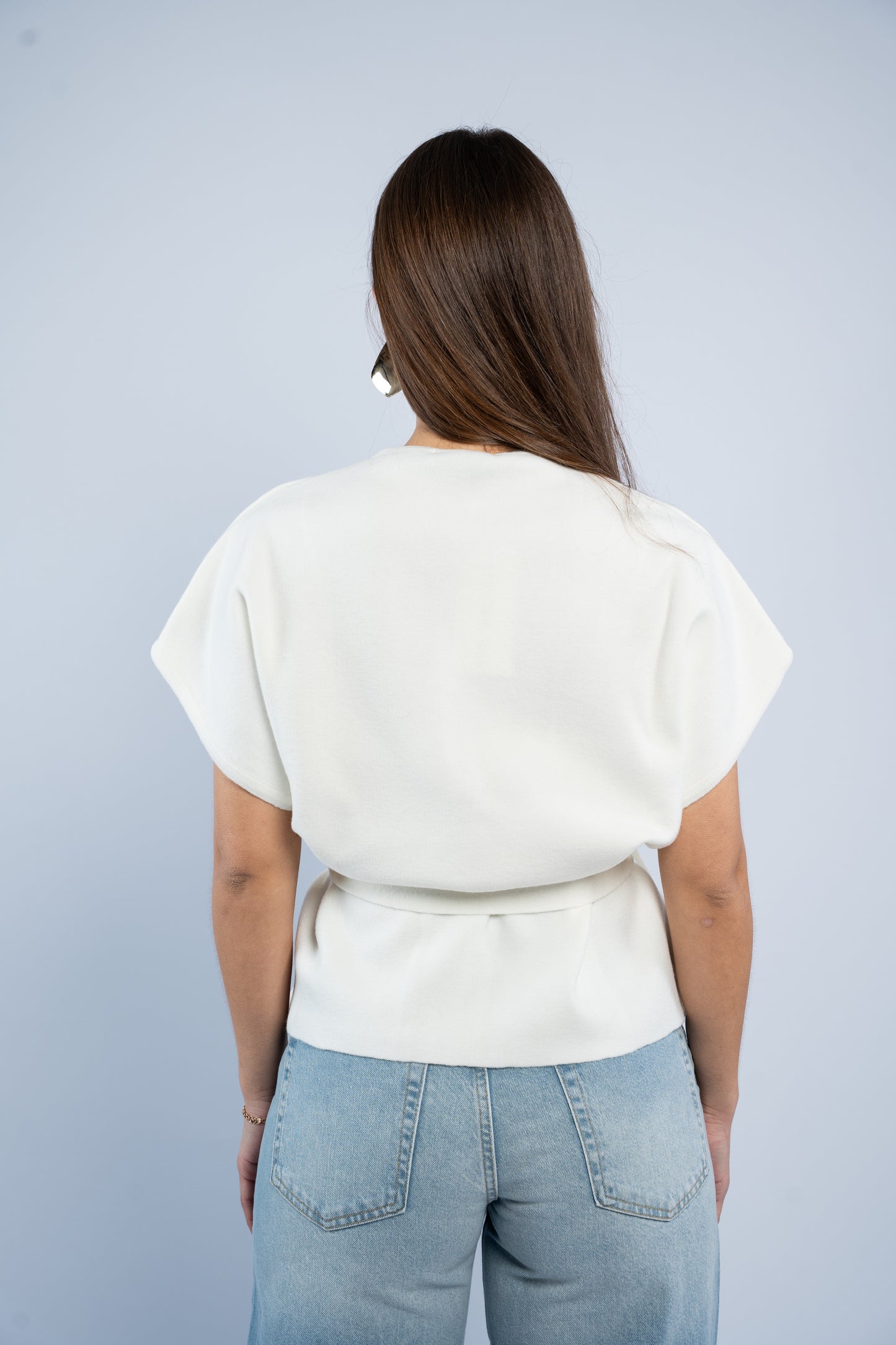 Belted wool top