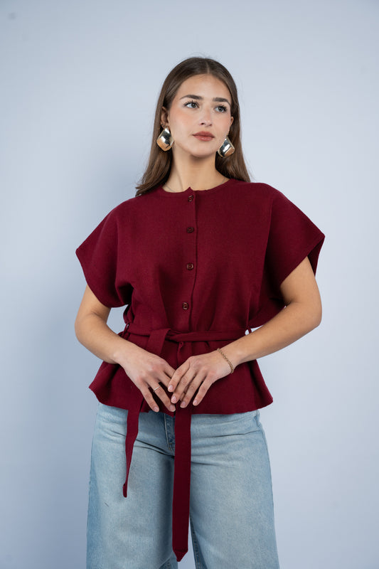 Belted wool top