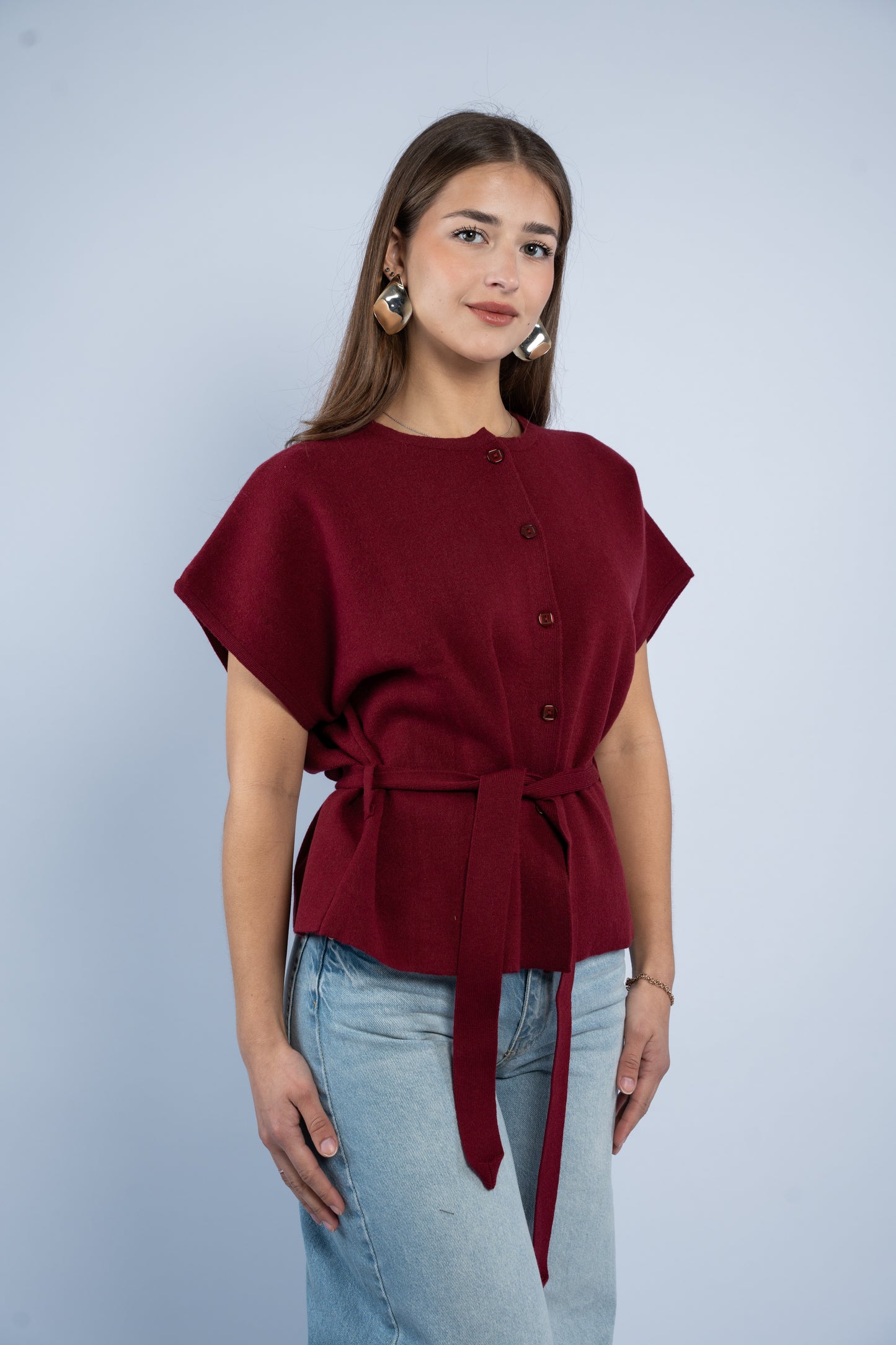 Belted wool top