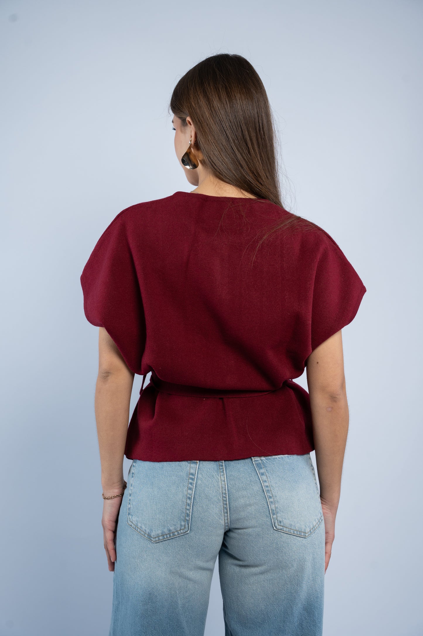 Belted wool top