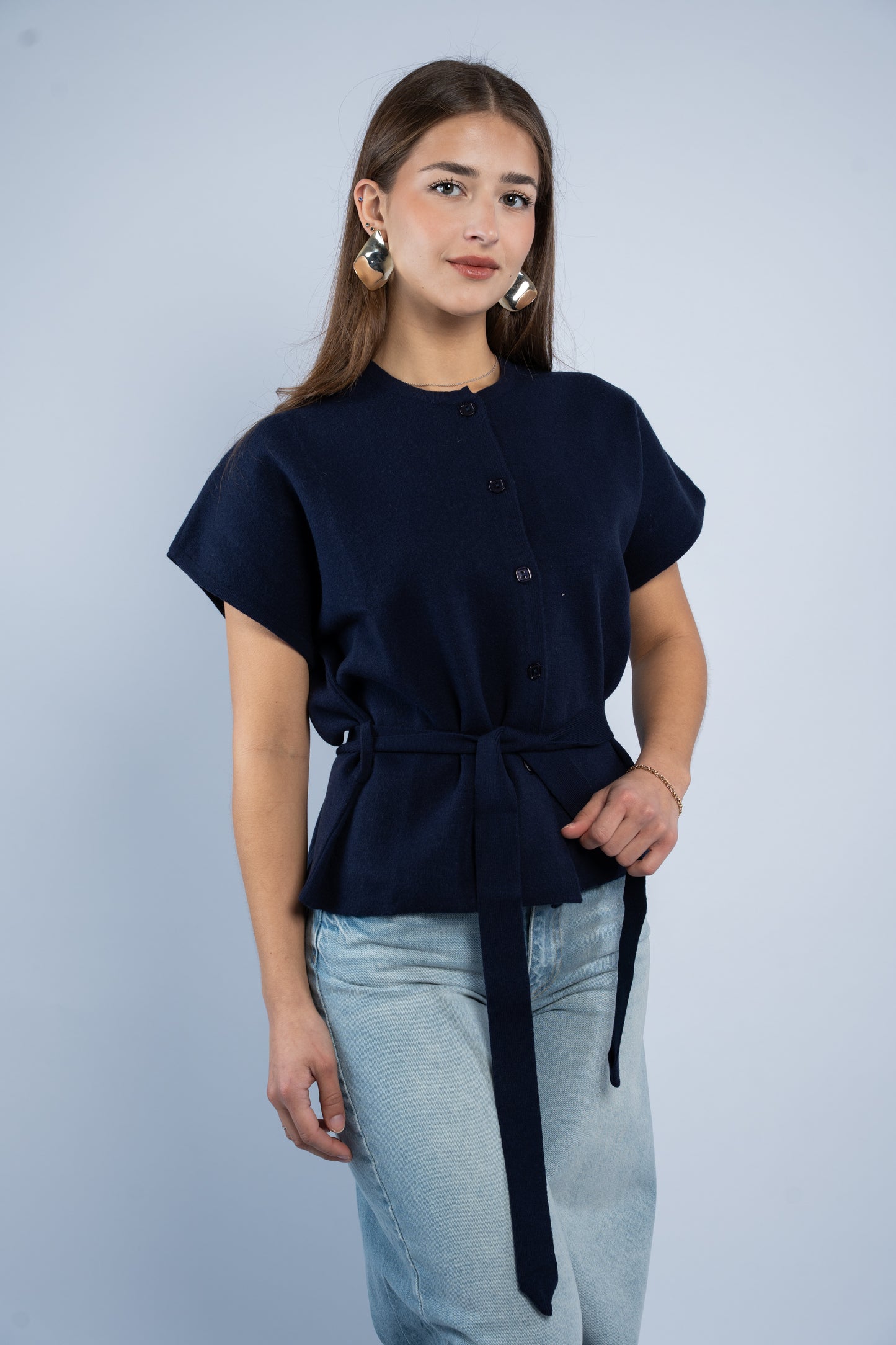 Belted wool top