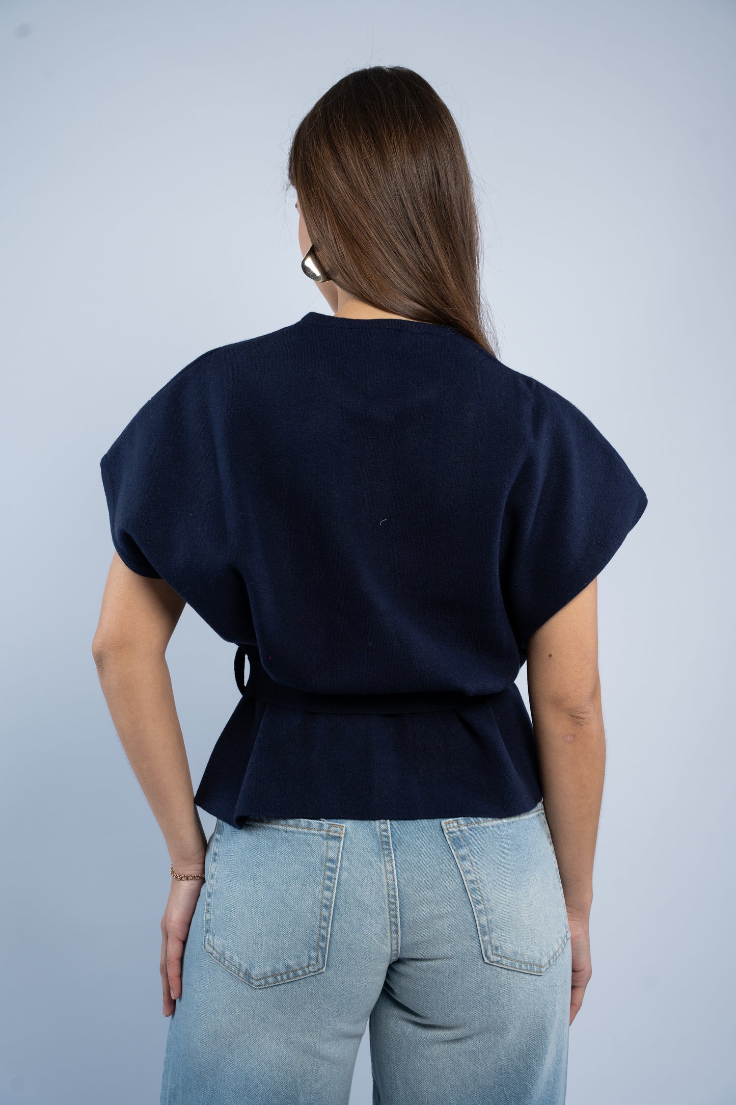 Belted wool top