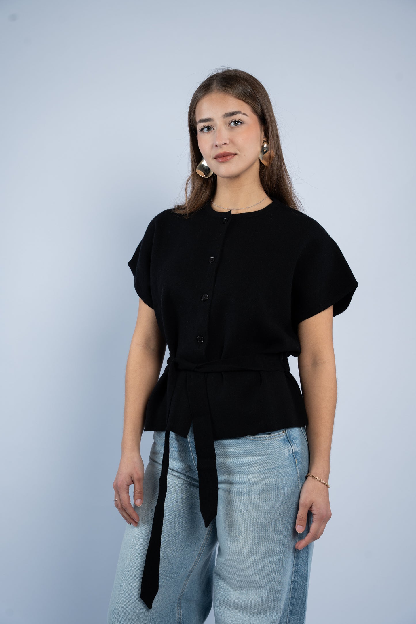 Belted wool top