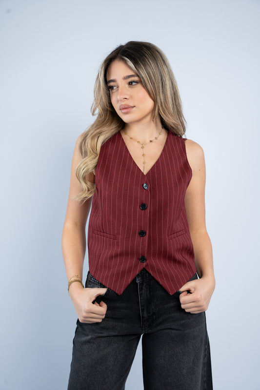 Burgundy striped vest