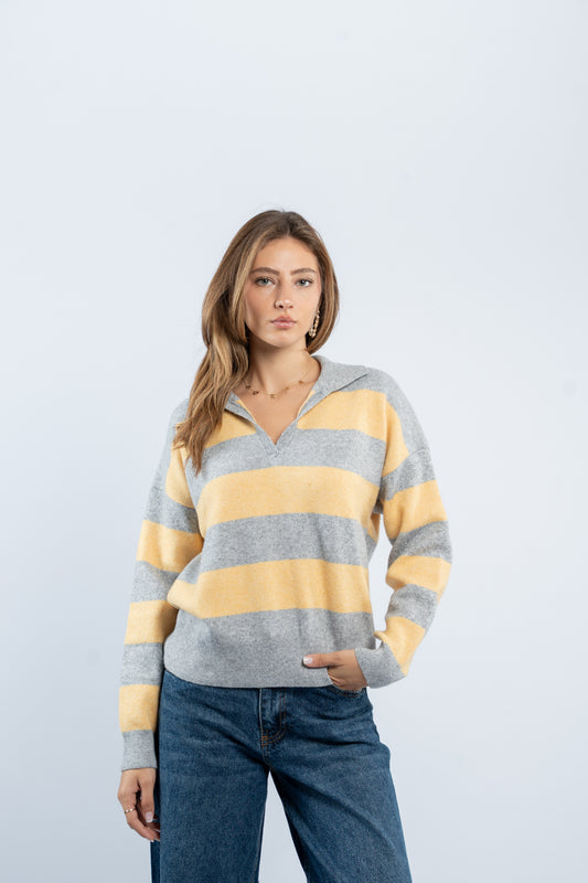 Wide striped polo