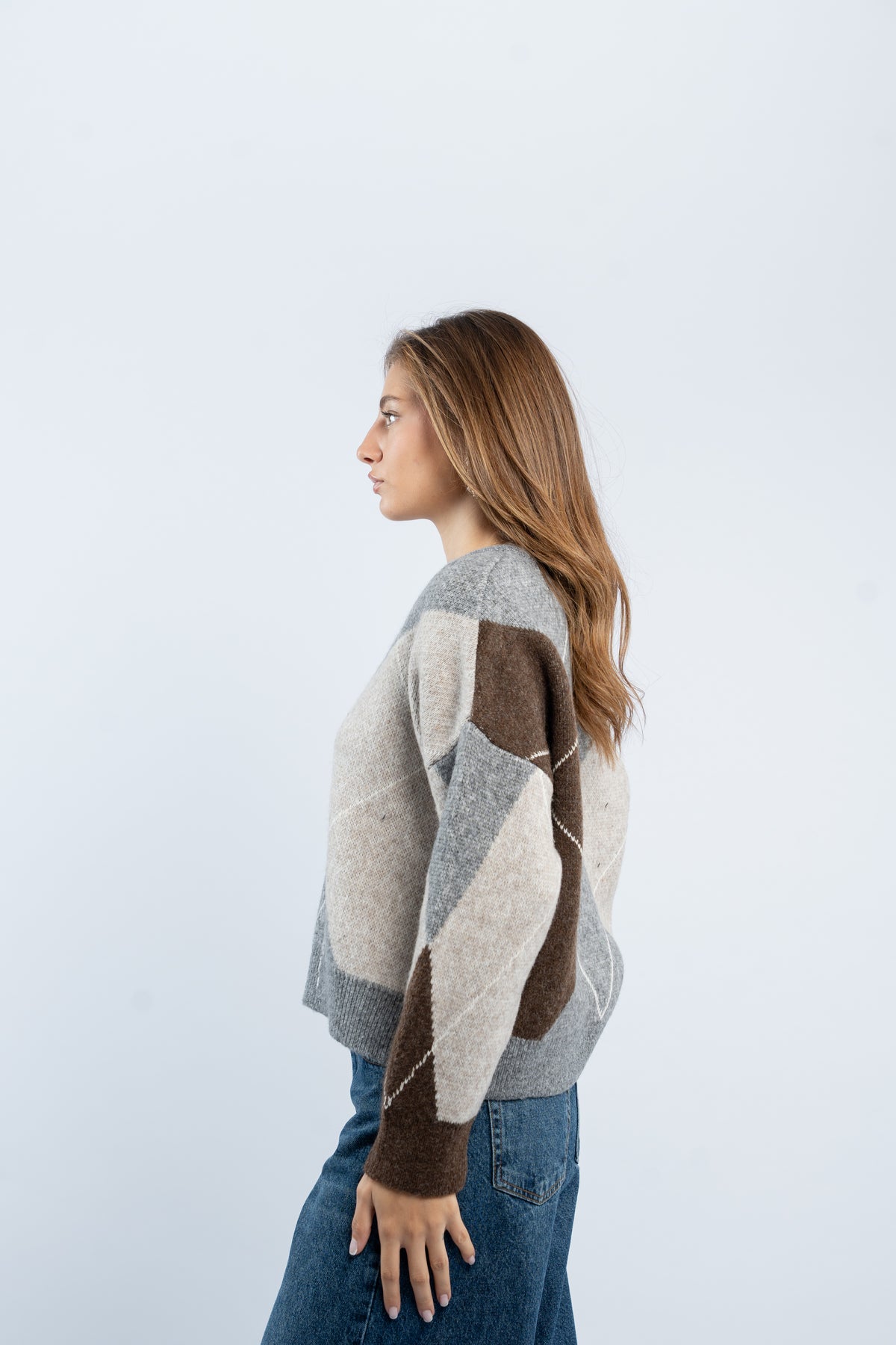 Argyle V-neck sweater