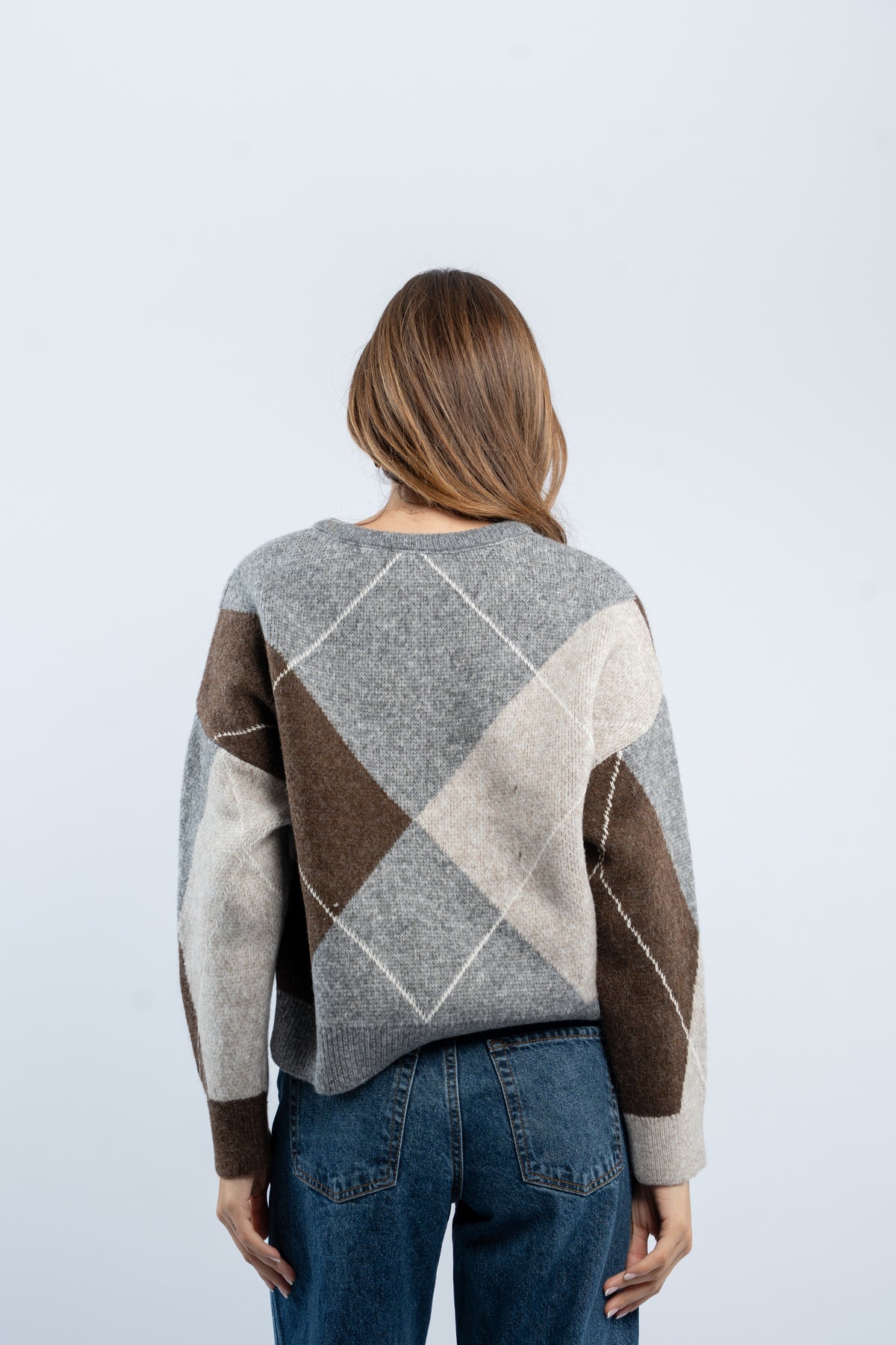 Argyle V-neck sweater