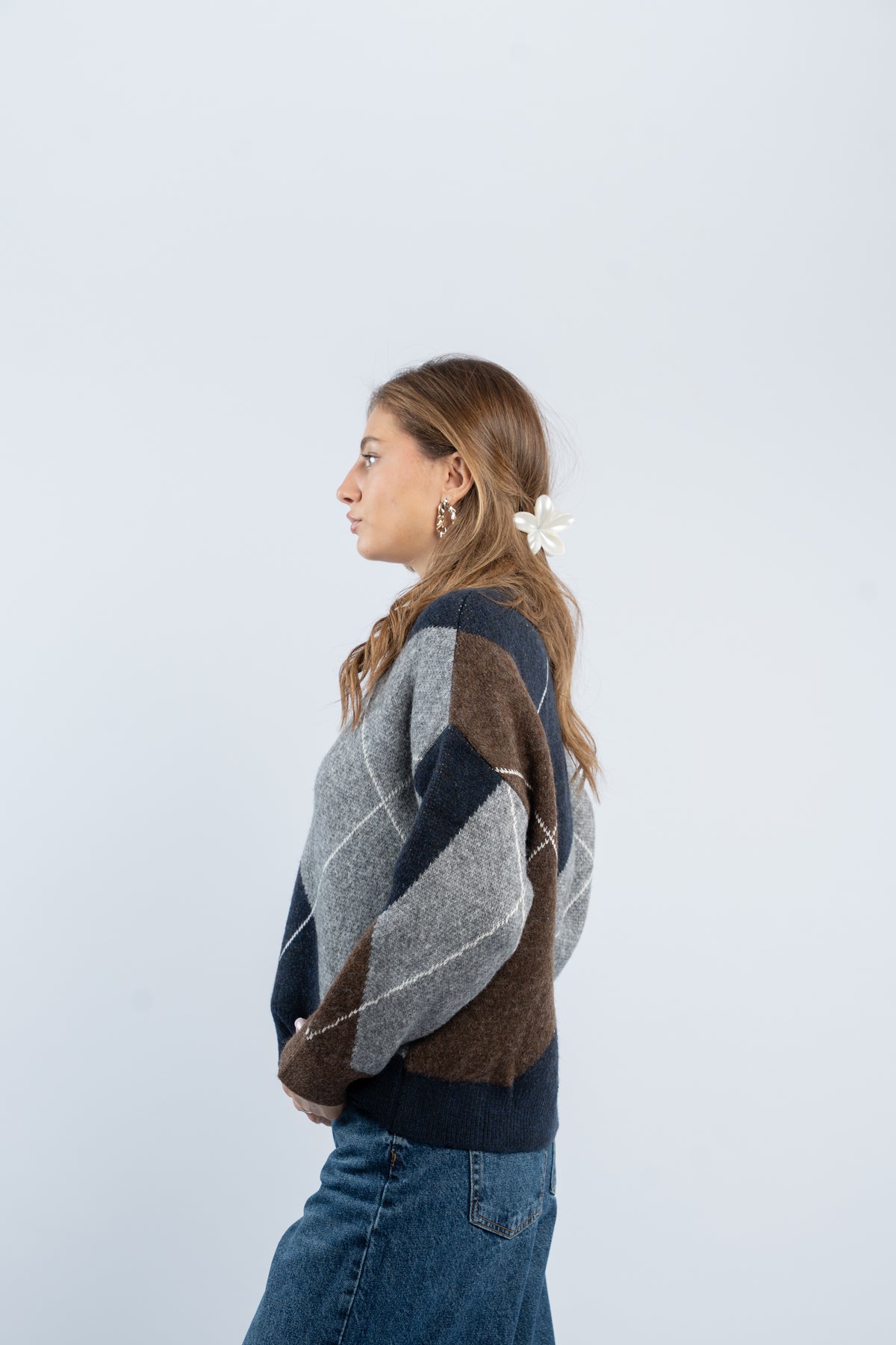 Argyle V-neck sweater