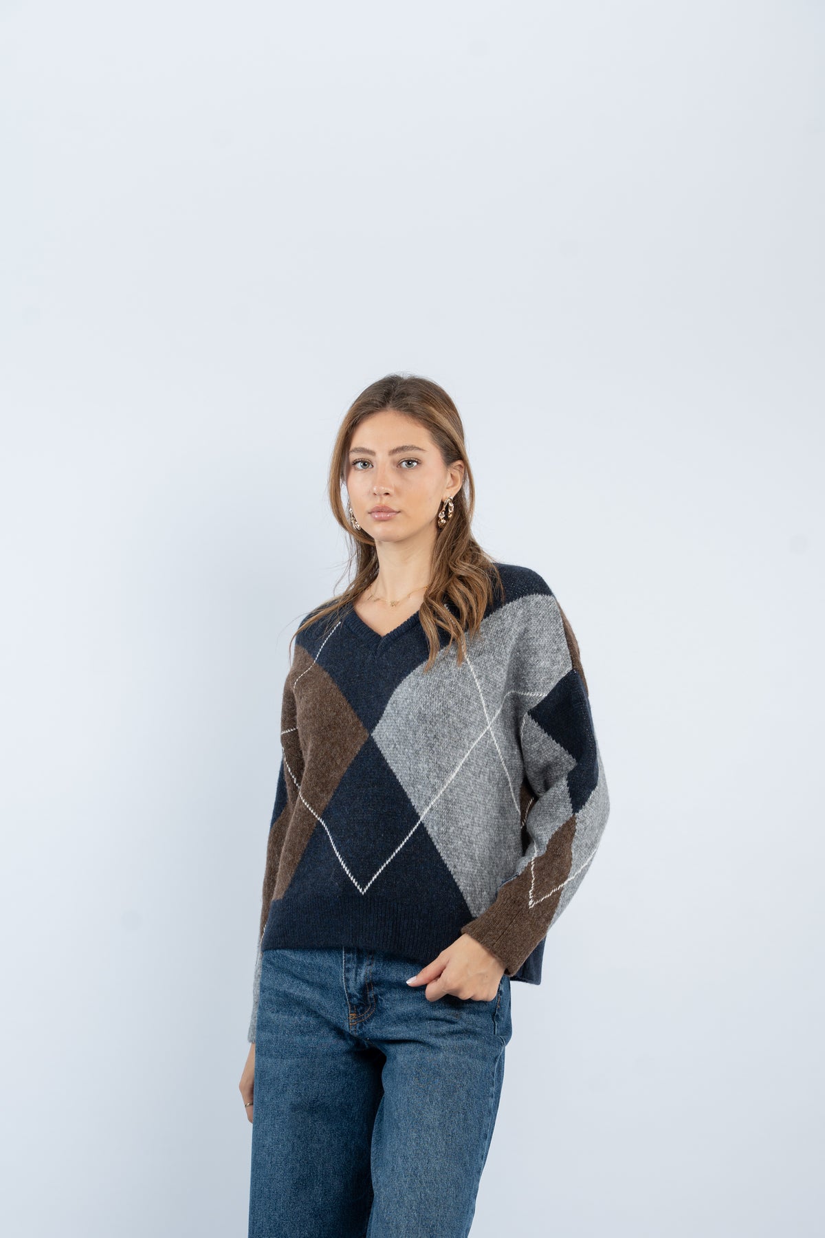 Argyle V-neck sweater