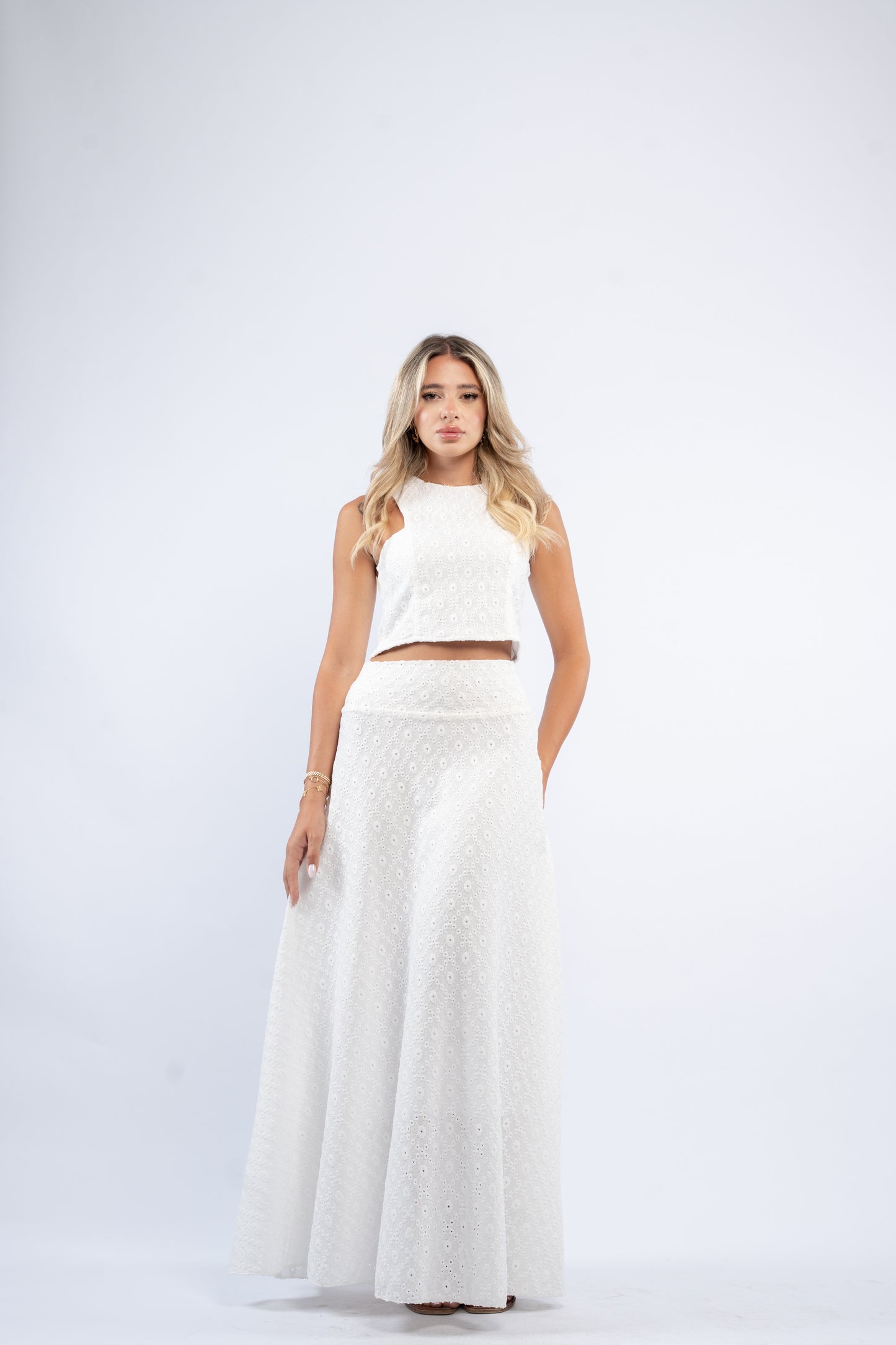Eyelet Maxi Skirt Set