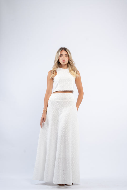 Eyelet Maxi Skirt Set