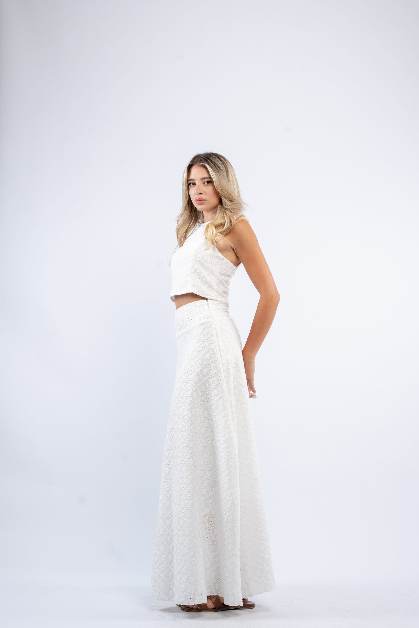 Eyelet Maxi Skirt Set