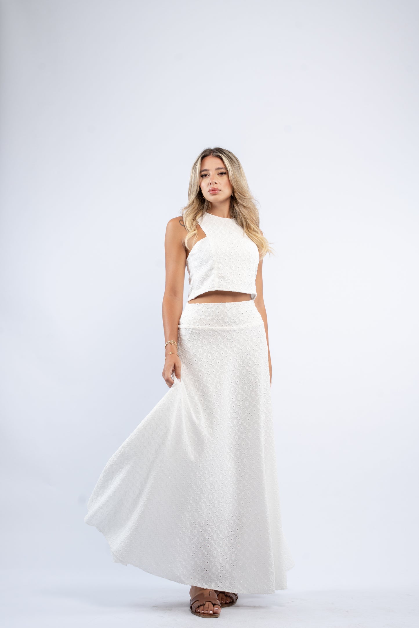 Eyelet Maxi Skirt Set