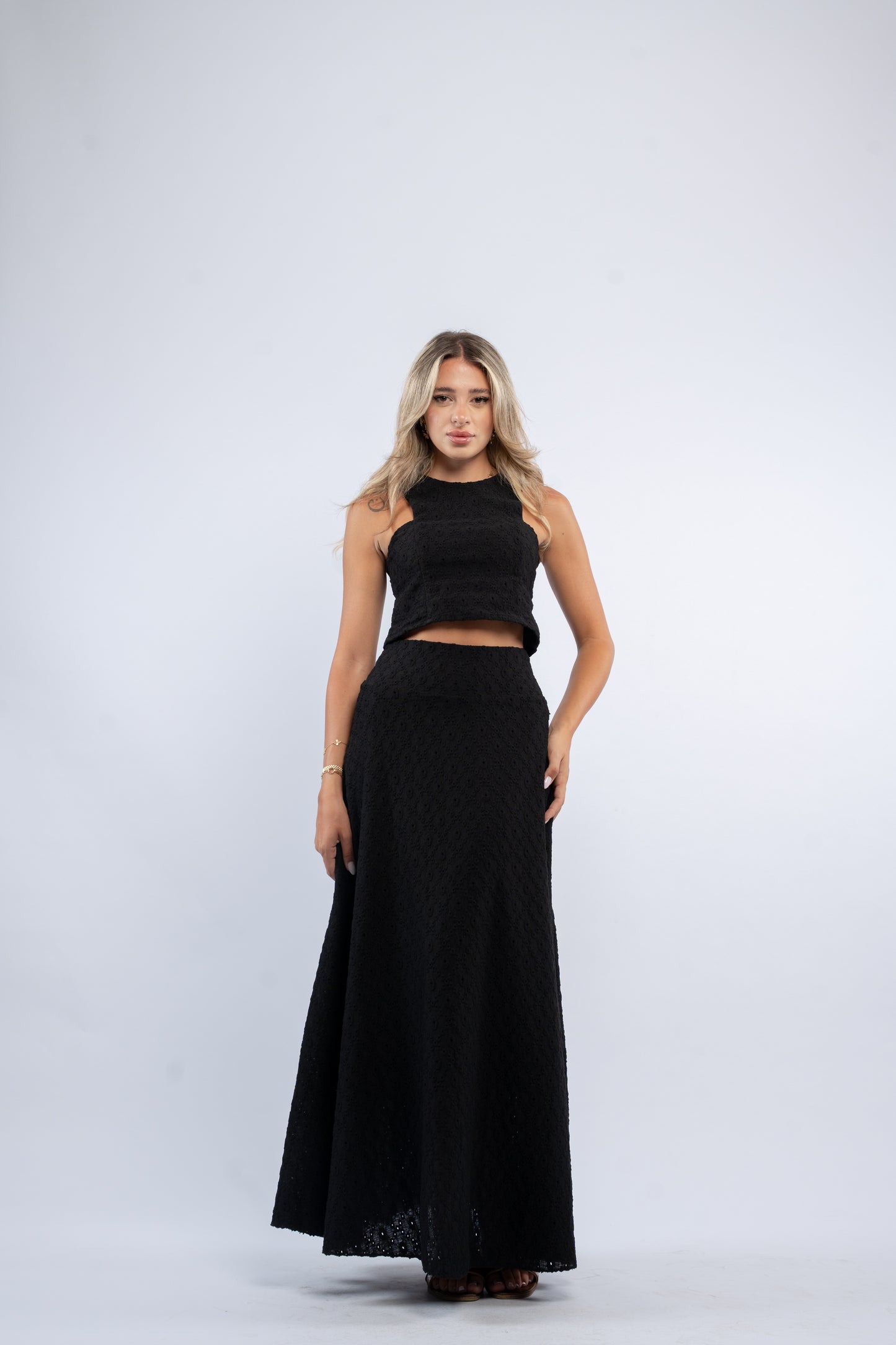 Eyelet Maxi Skirt Set