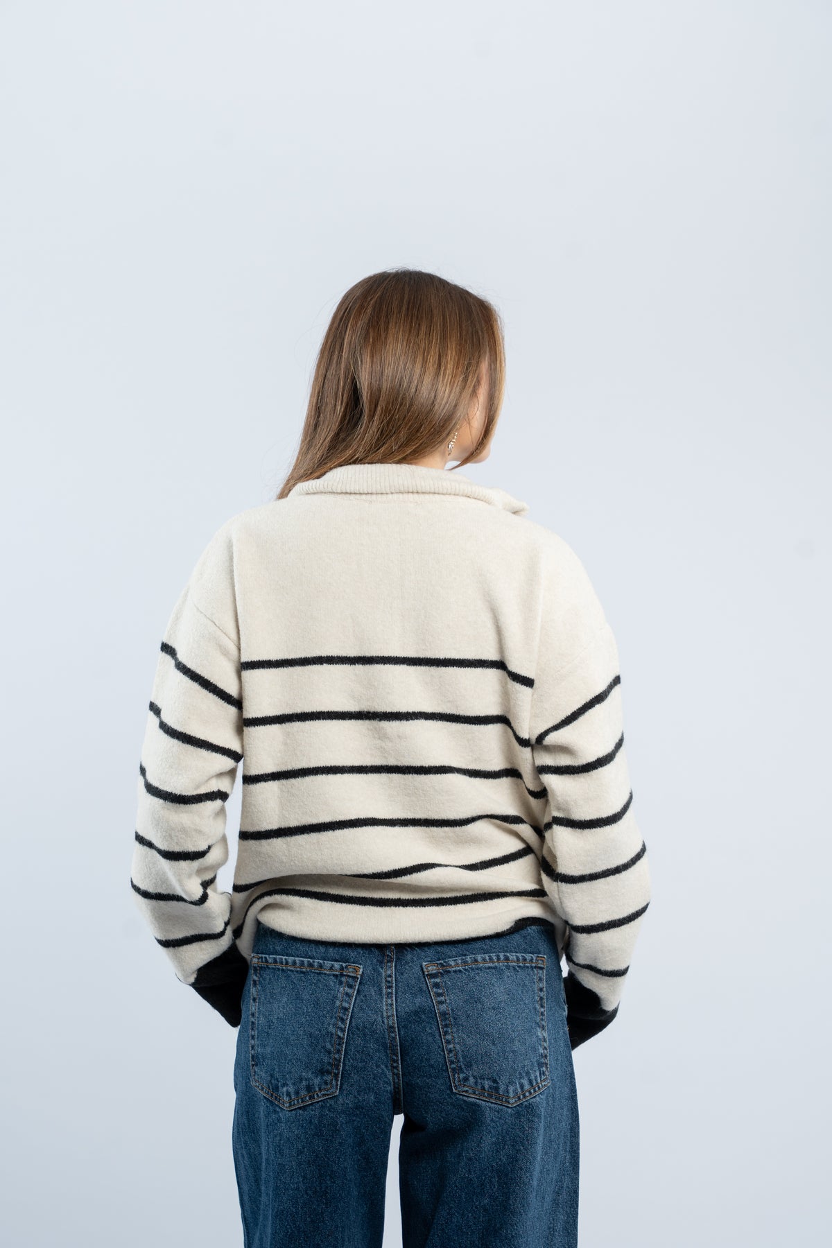 Half- zip striped sweater