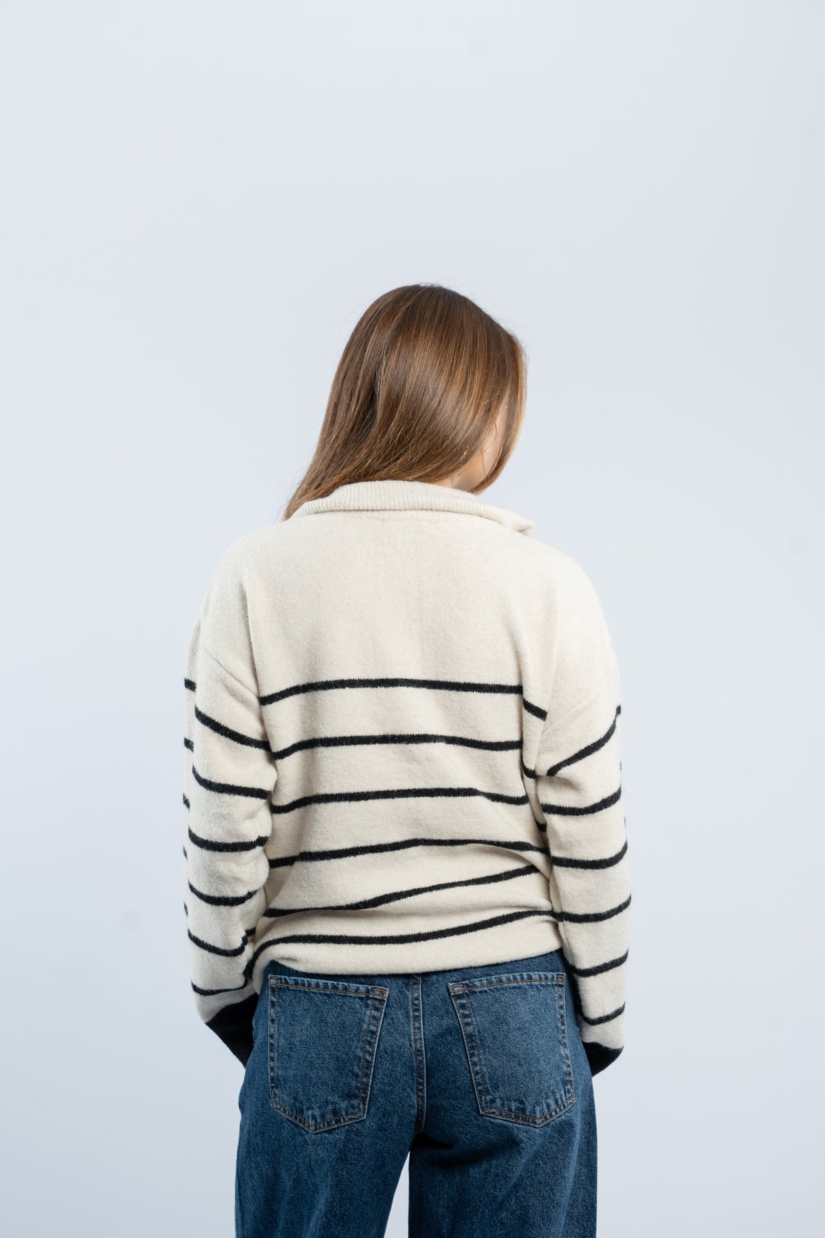 Half- zip striped sweater