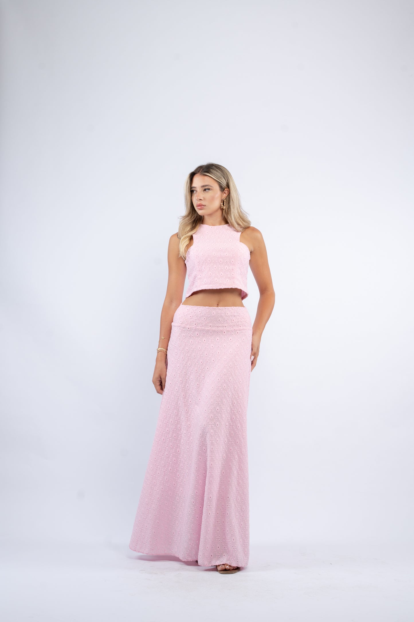 Eyelet Maxi Skirt Set