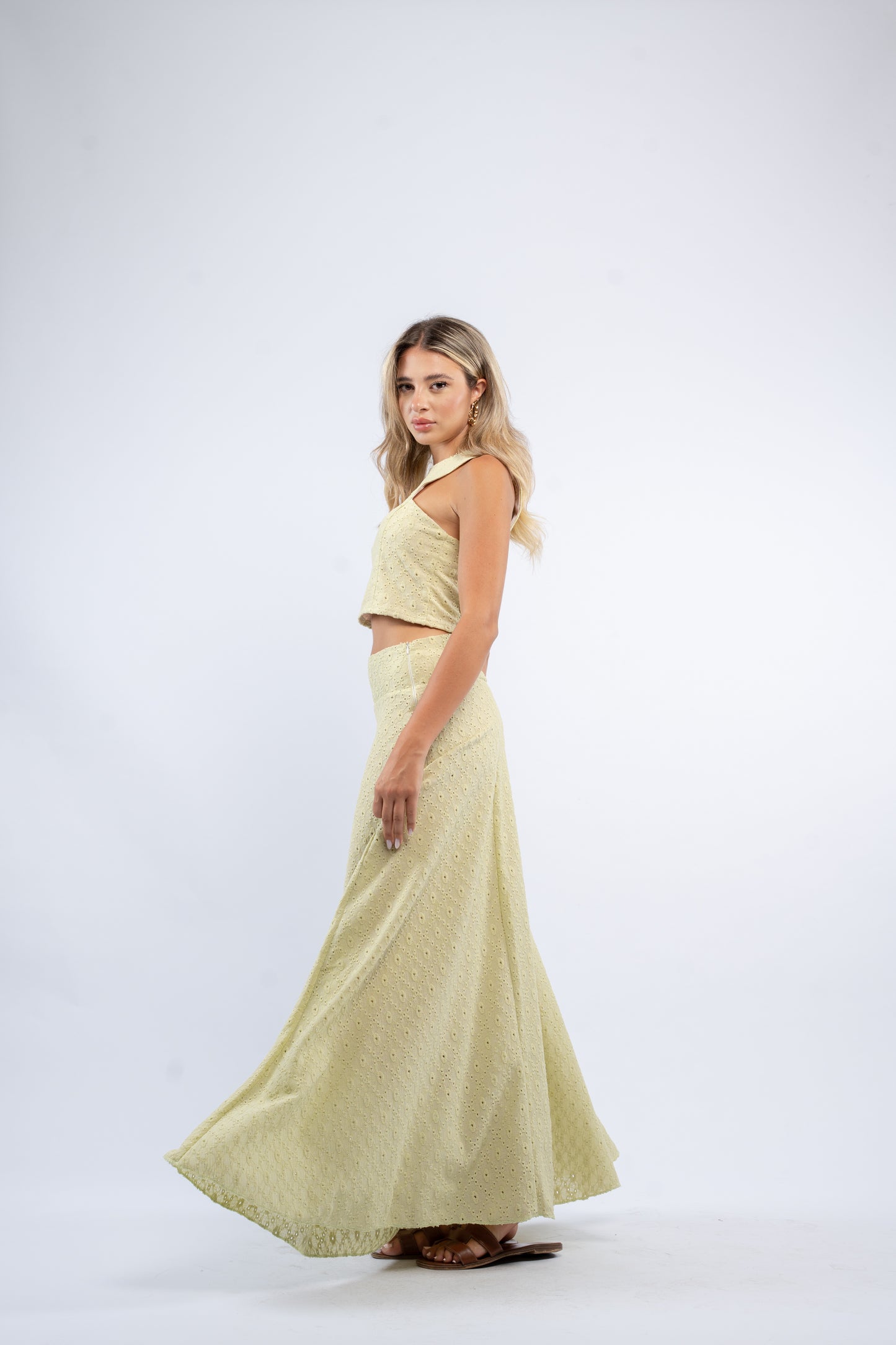 Eyelet Maxi Skirt Set