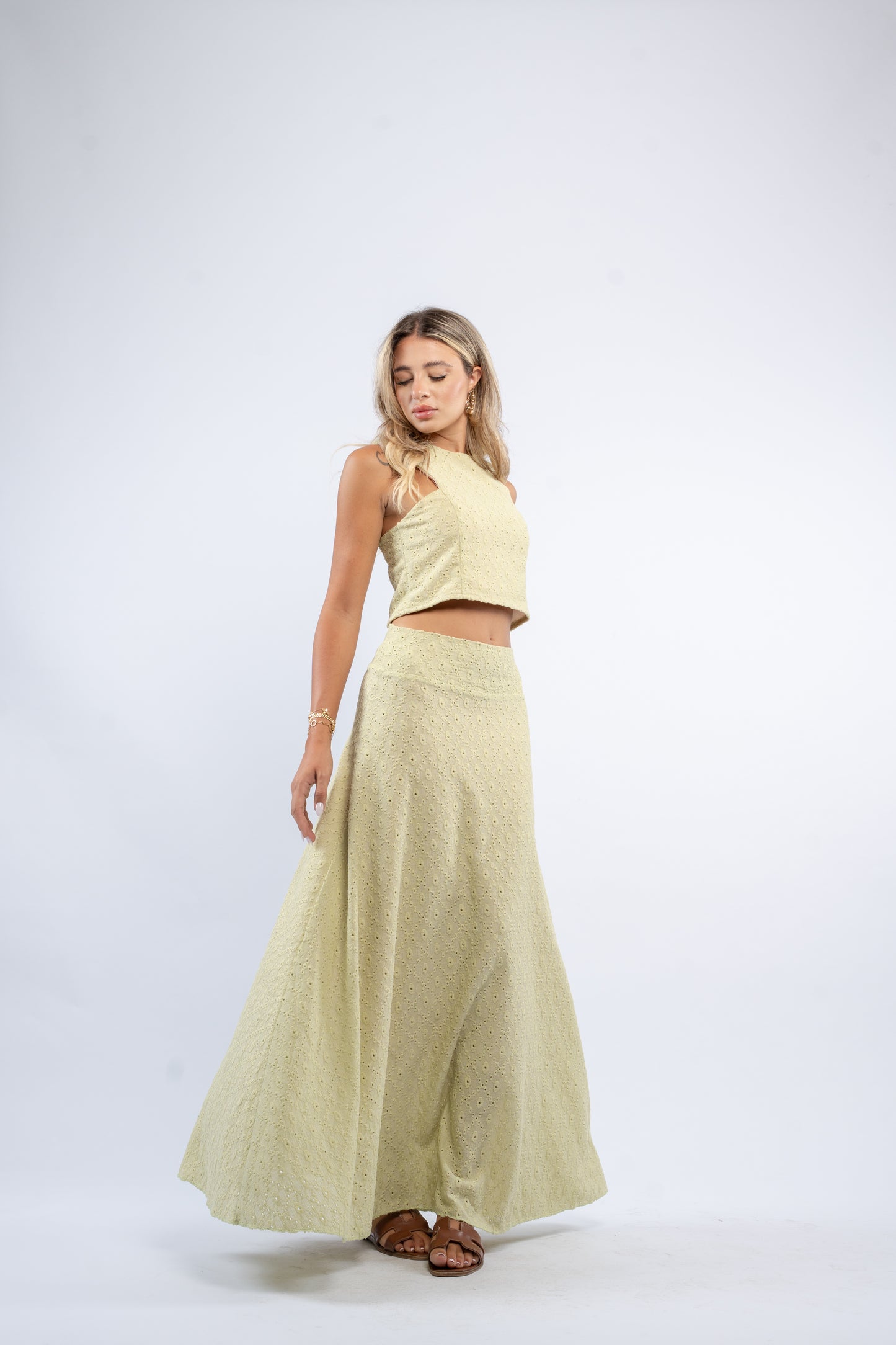 Eyelet Maxi Skirt Set