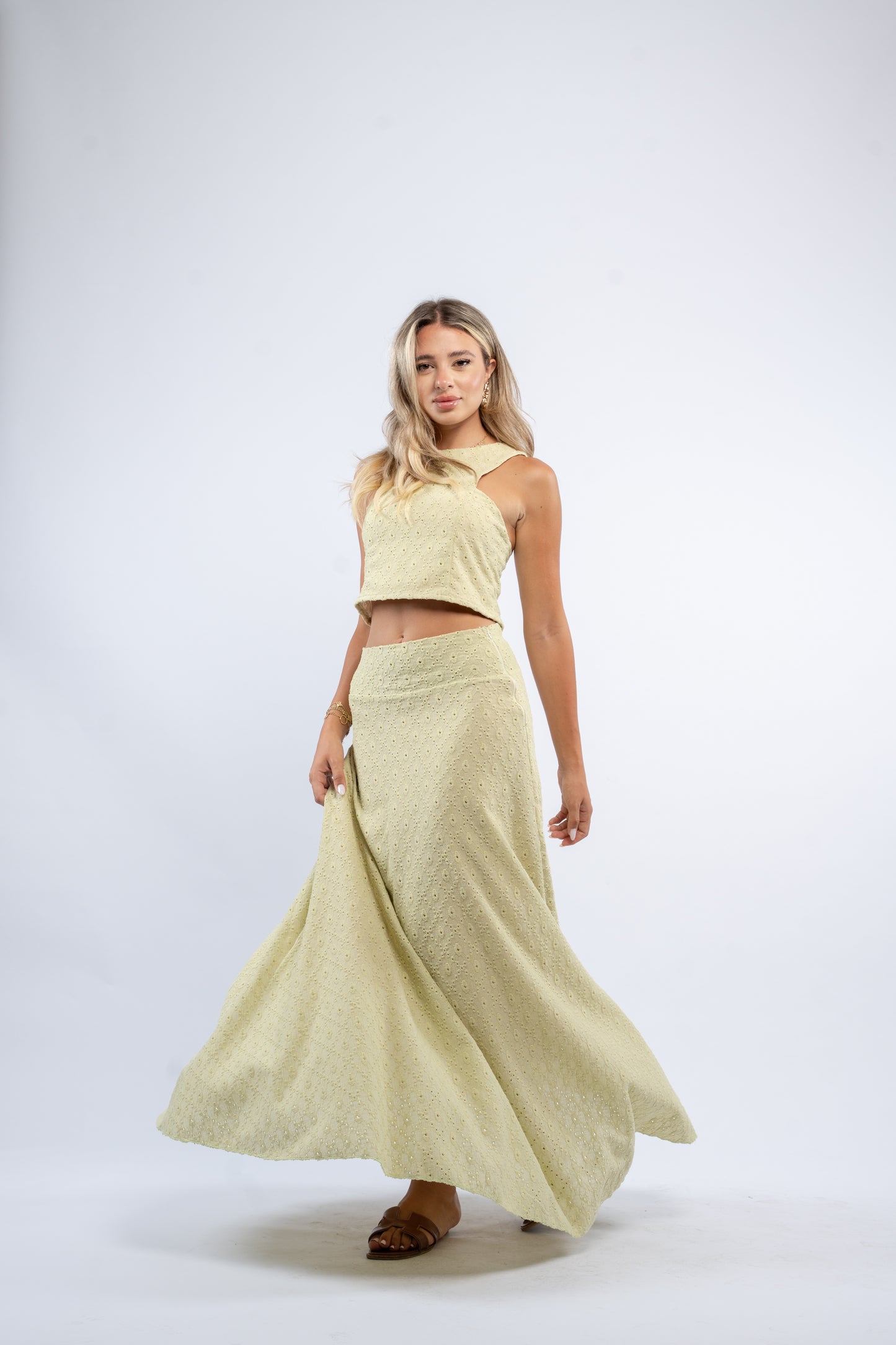 Eyelet Maxi Skirt Set