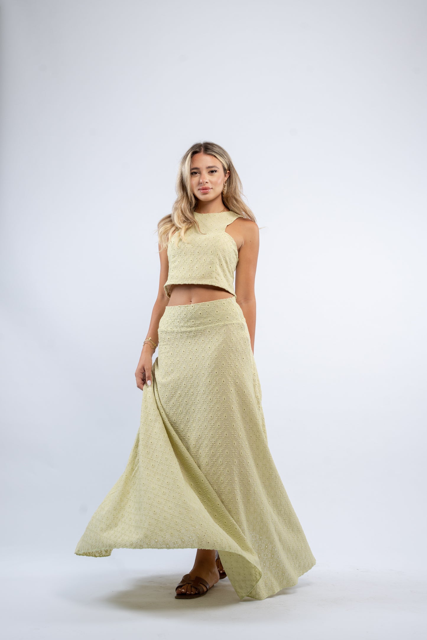 Eyelet Maxi Skirt Set