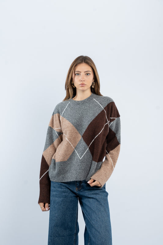 Argyle wool sweater