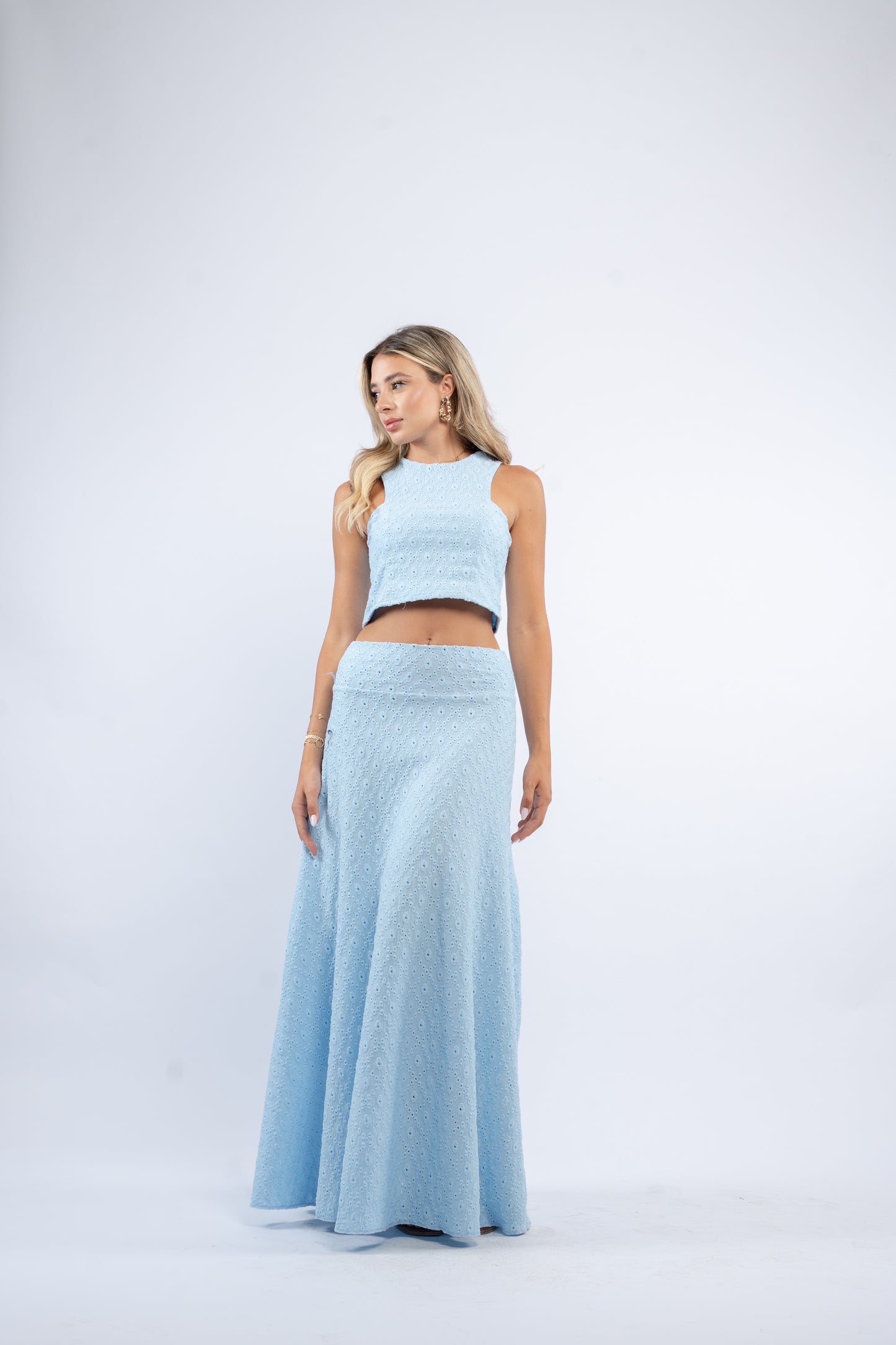 Eyelet Maxi Skirt Set
