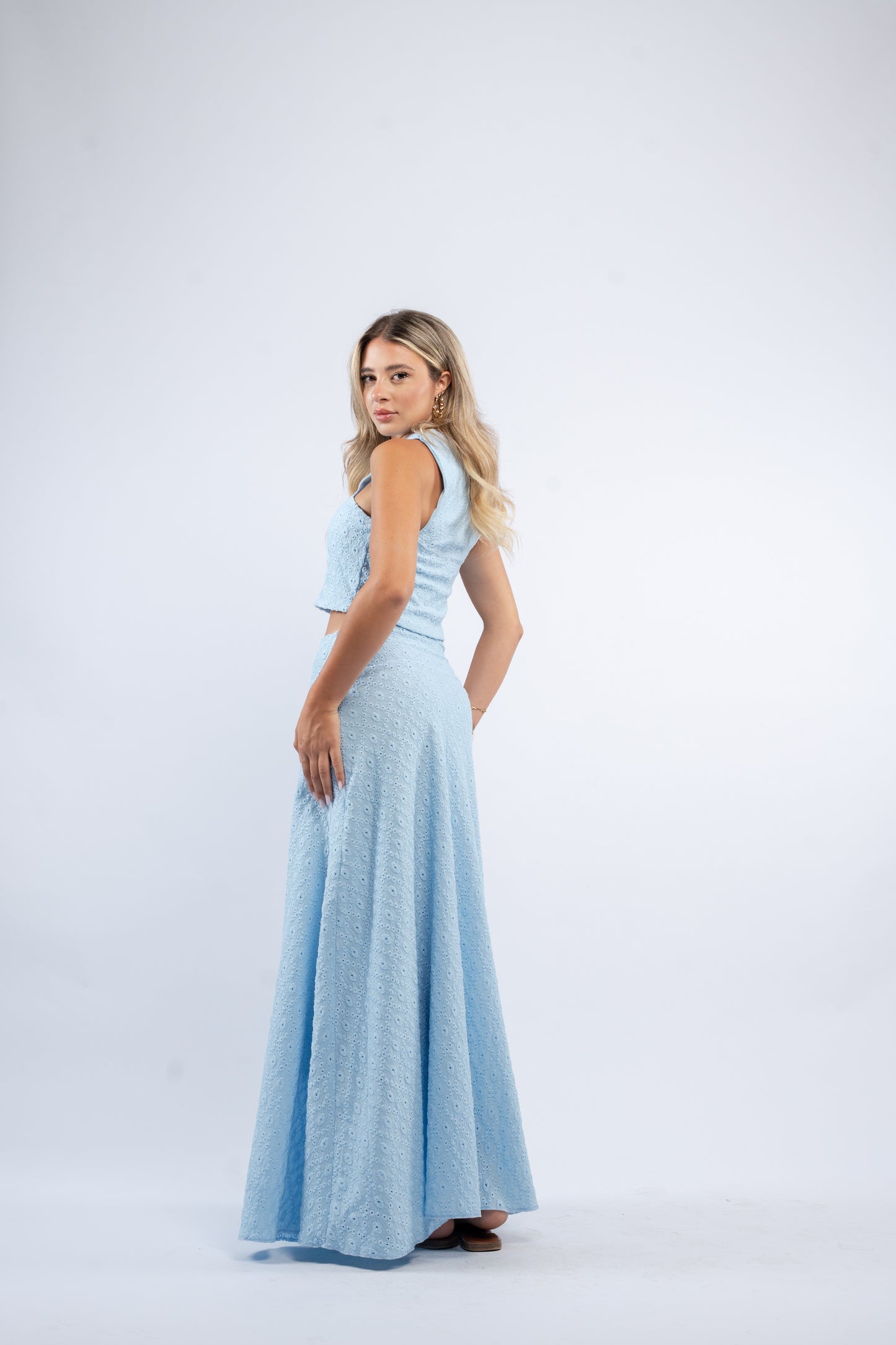 Eyelet Maxi Skirt Set