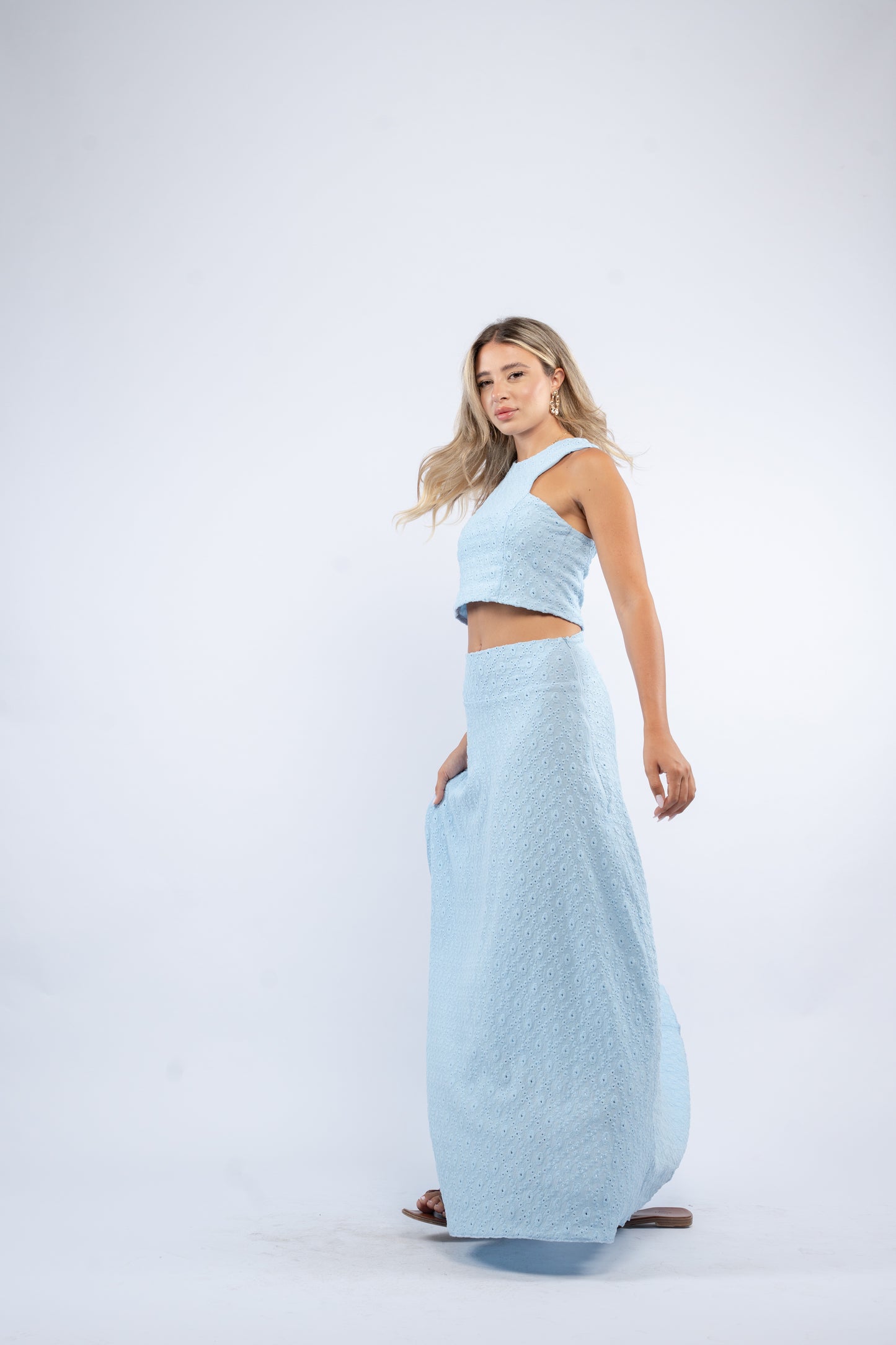 Eyelet Maxi Skirt Set