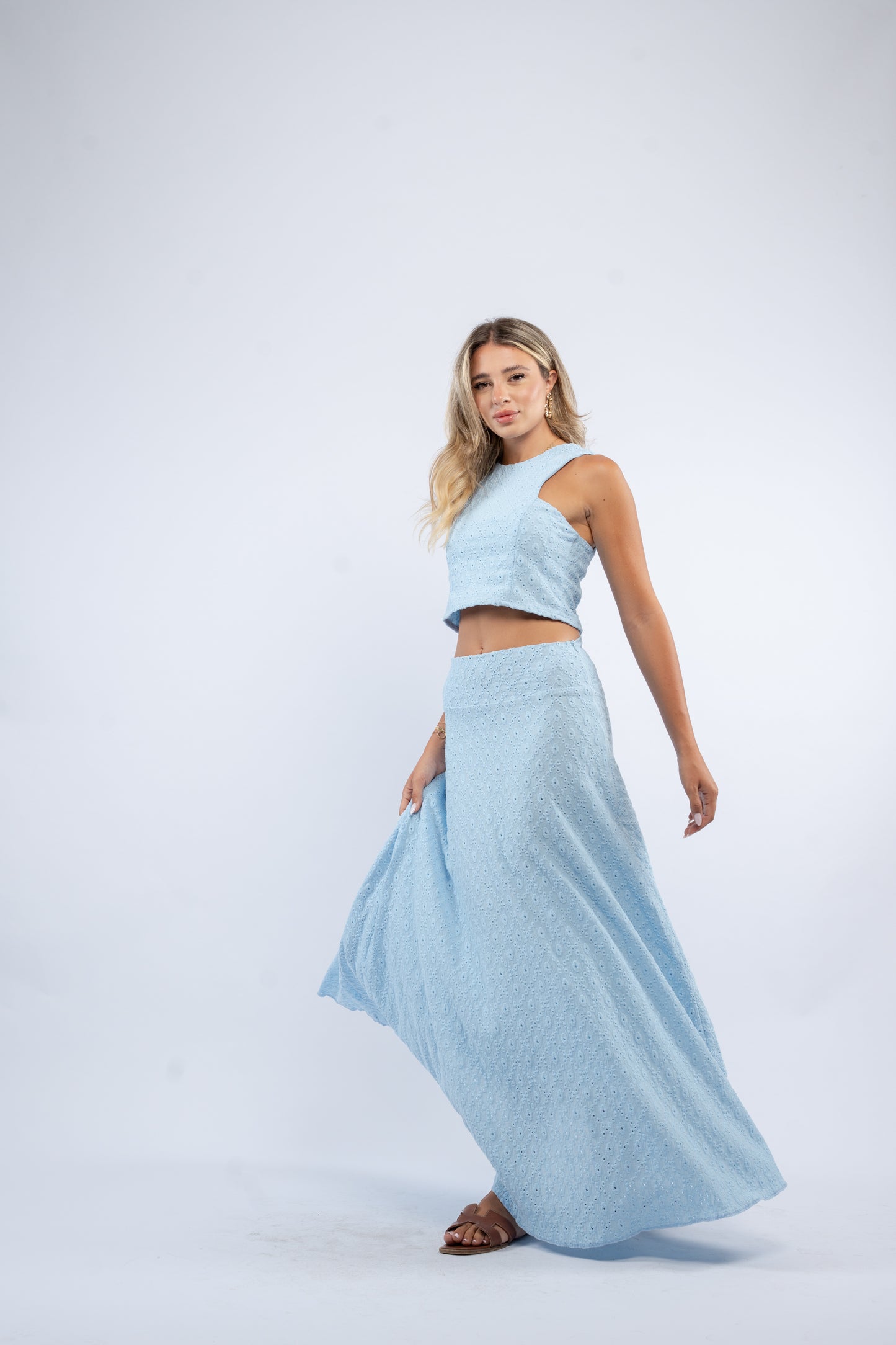 Eyelet Maxi Skirt Set