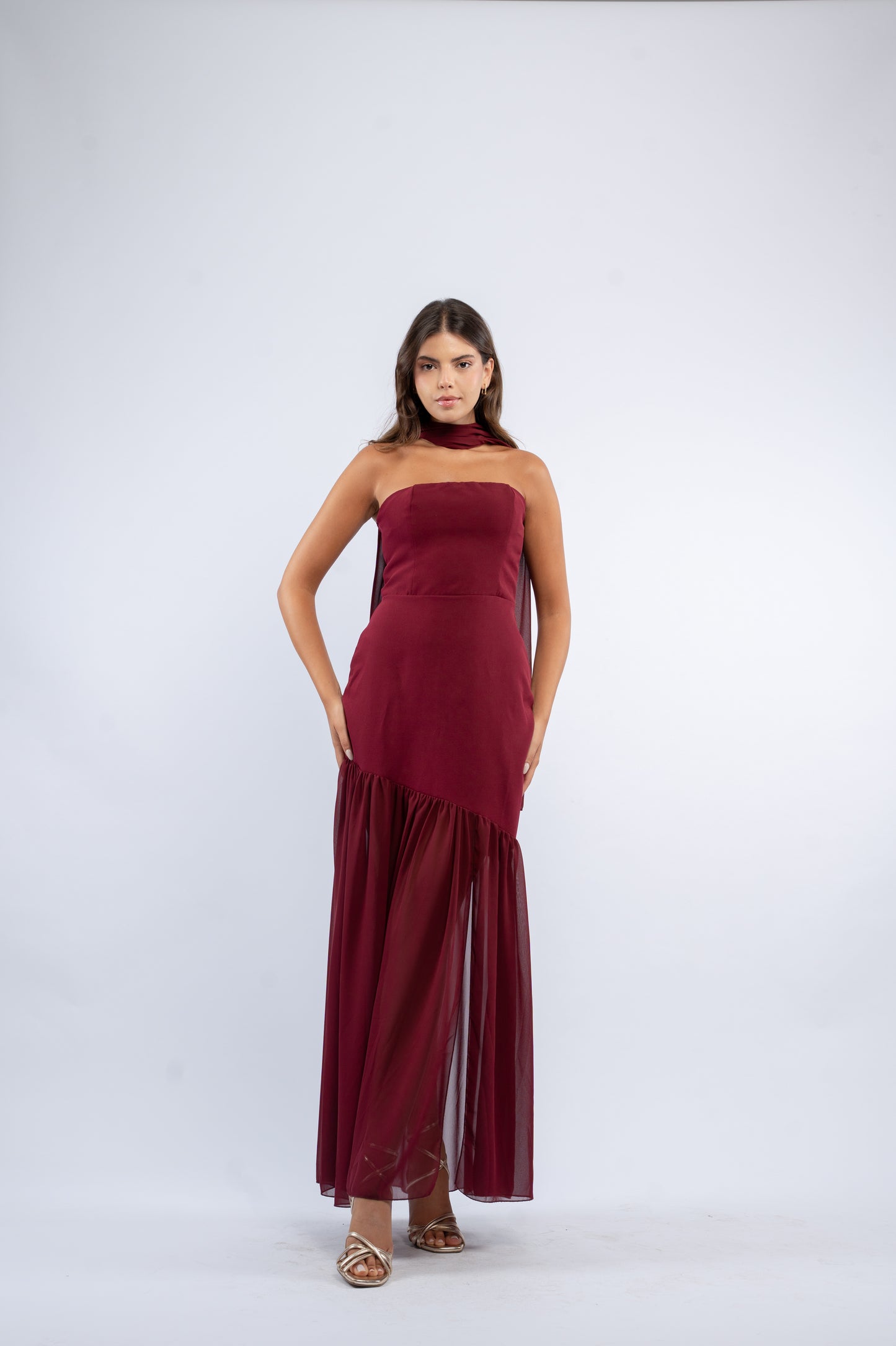 Draped scarf dress