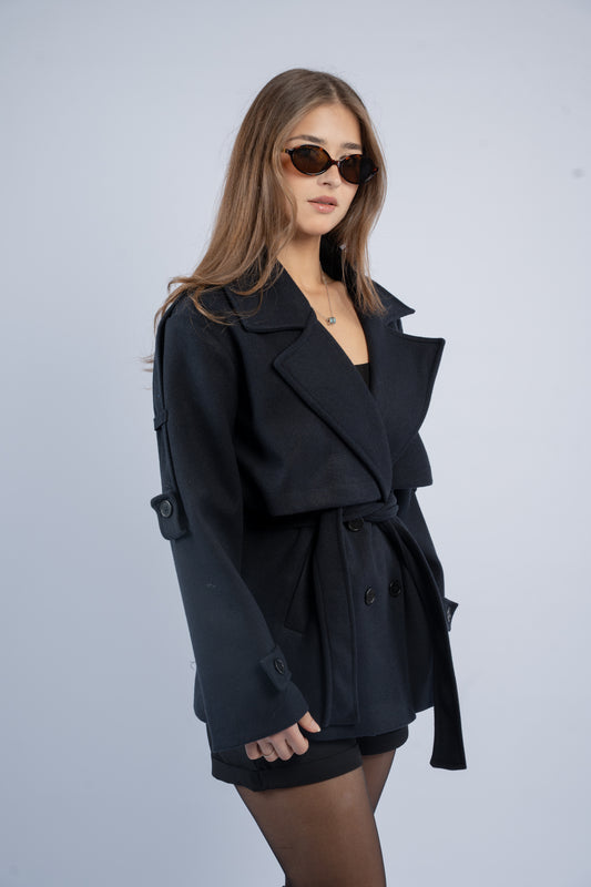 Tailored wool trench