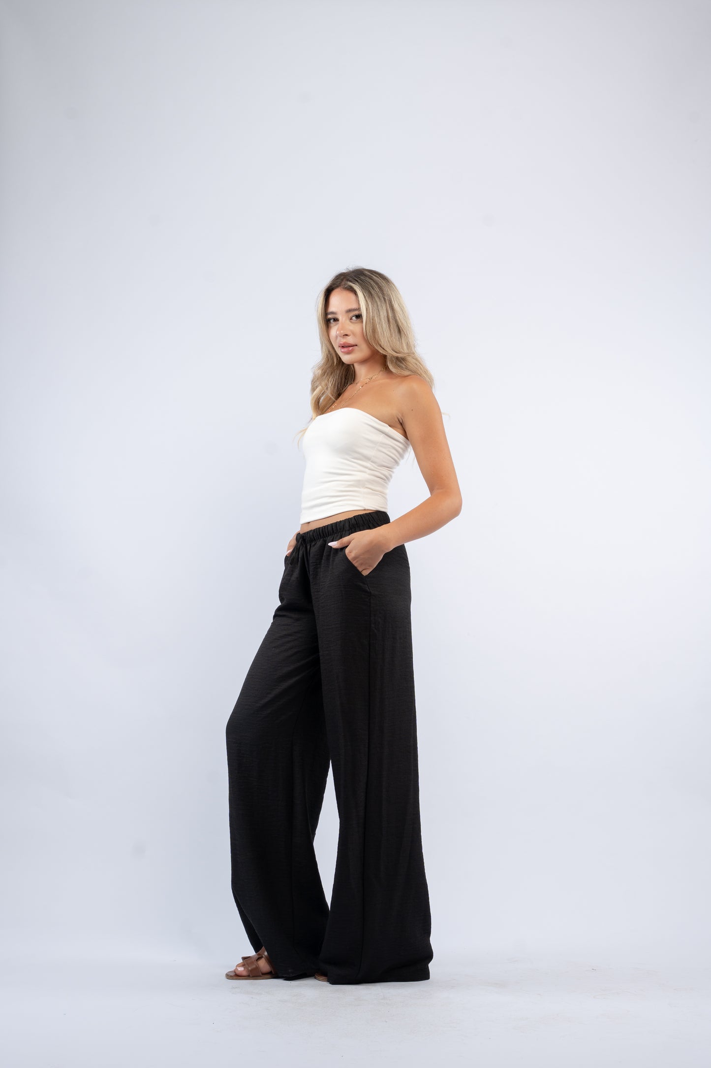 Low waist linen pants