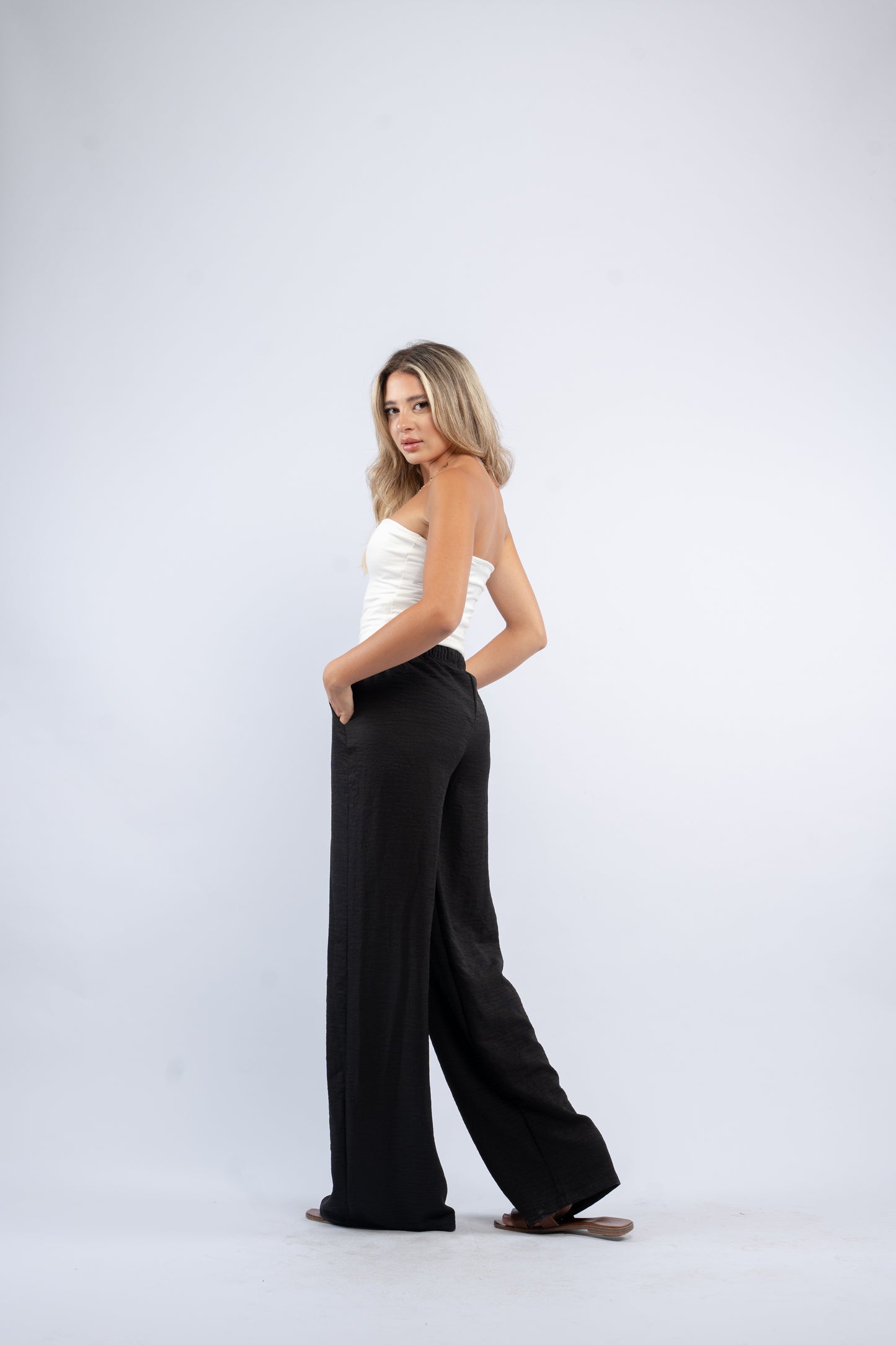 Low waist linen pants