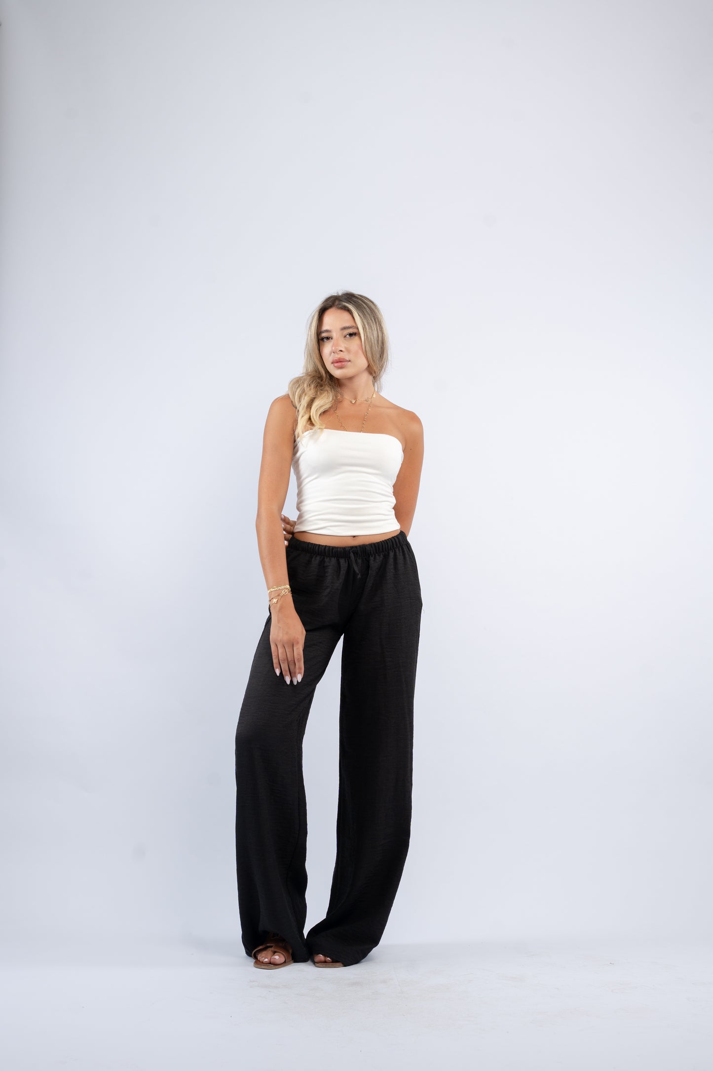 Low waist linen pants