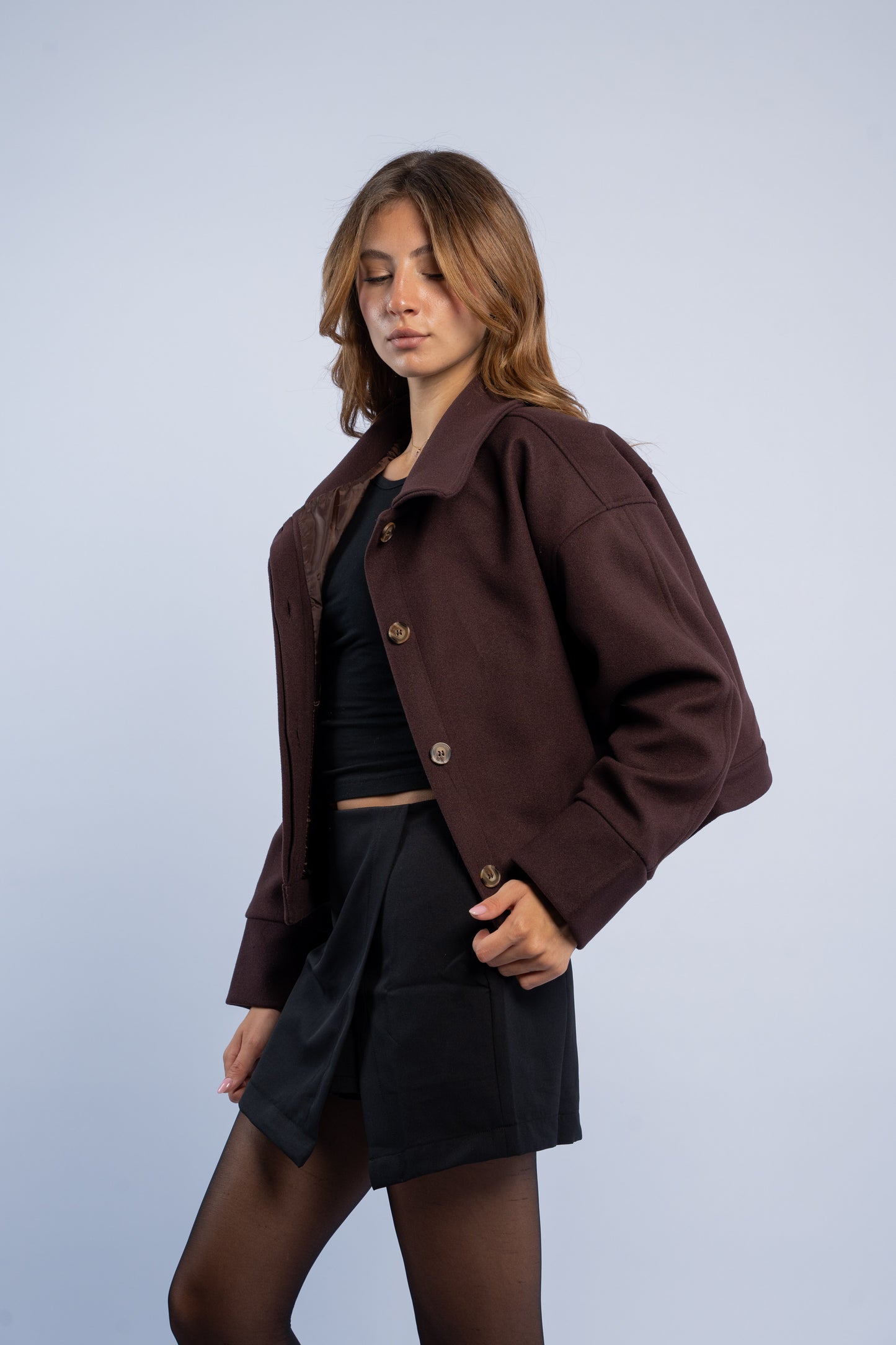 Wool jacket with buttons