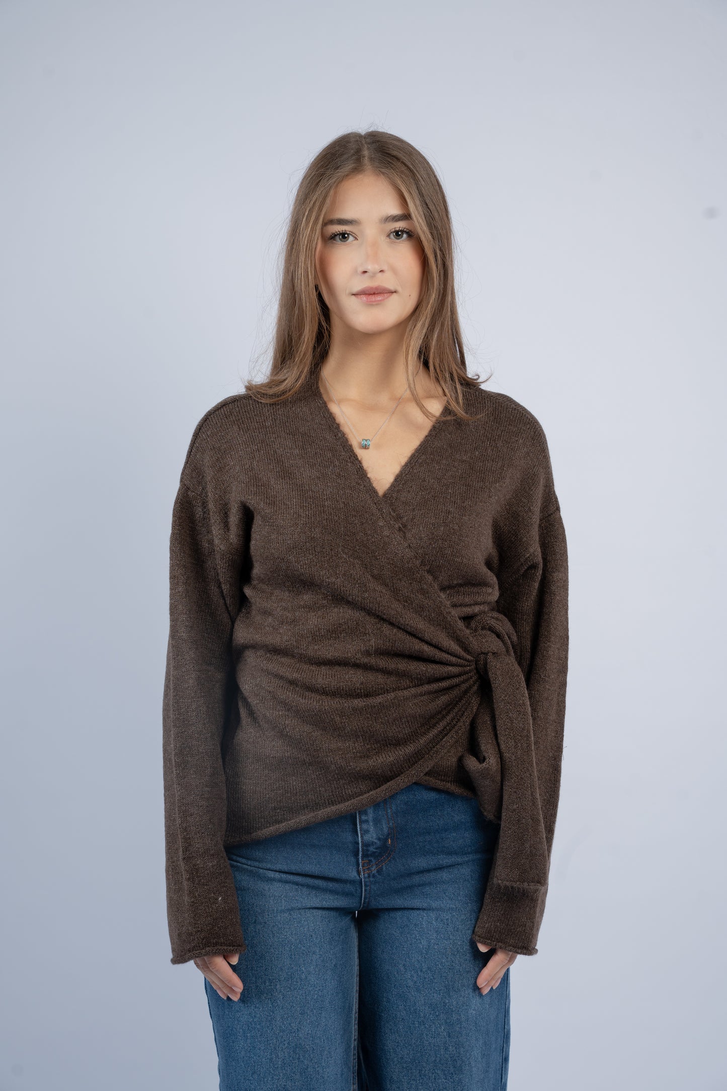 Side-tie wool top