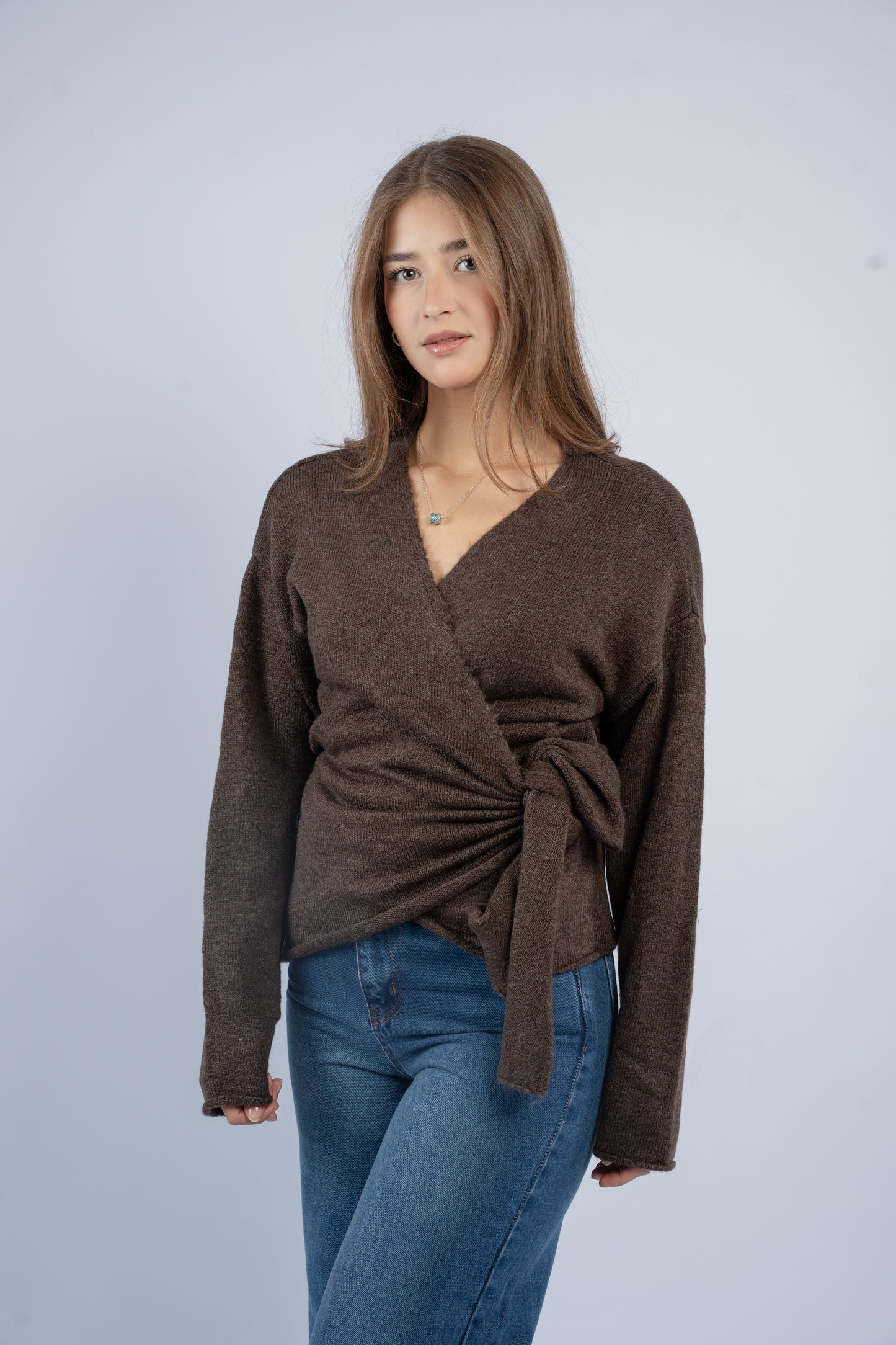 Side-tie wool top