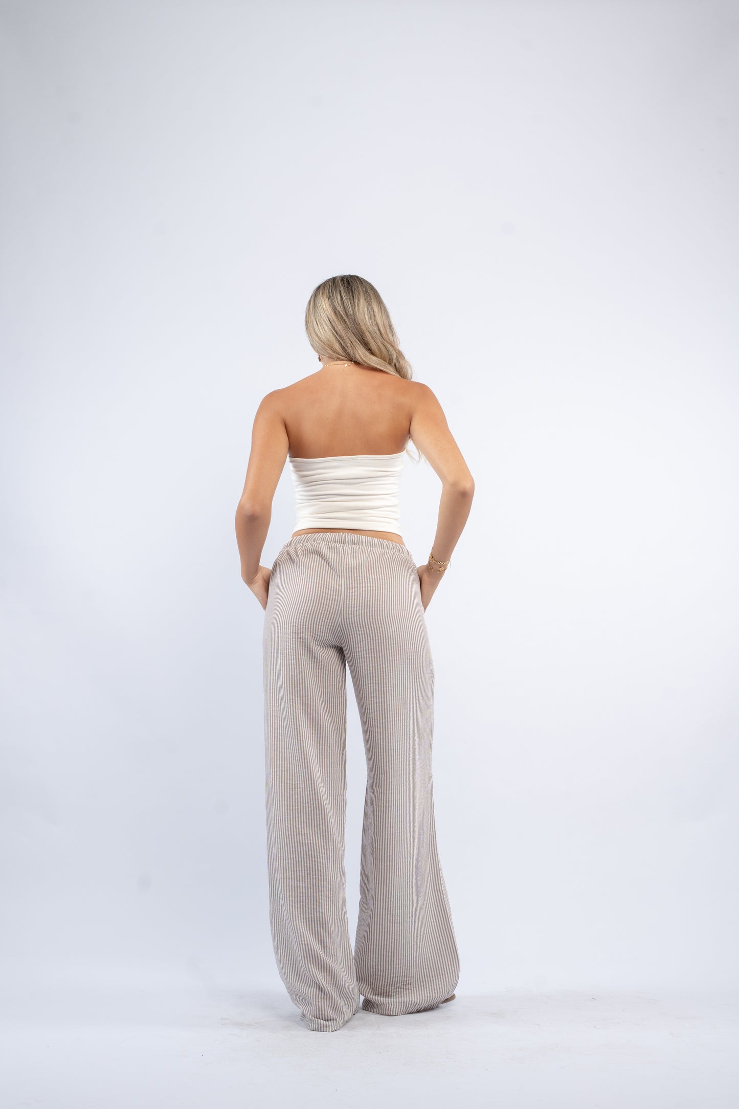 Low waist linen pants