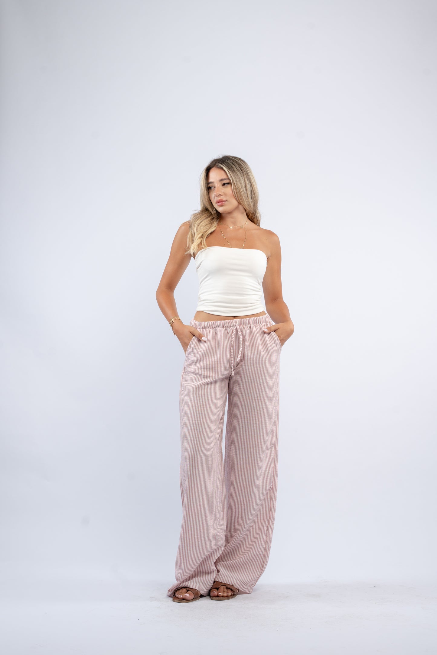 Low waist linen pants