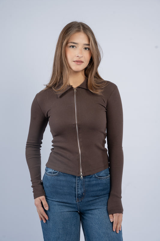 Fitted zipper jacket