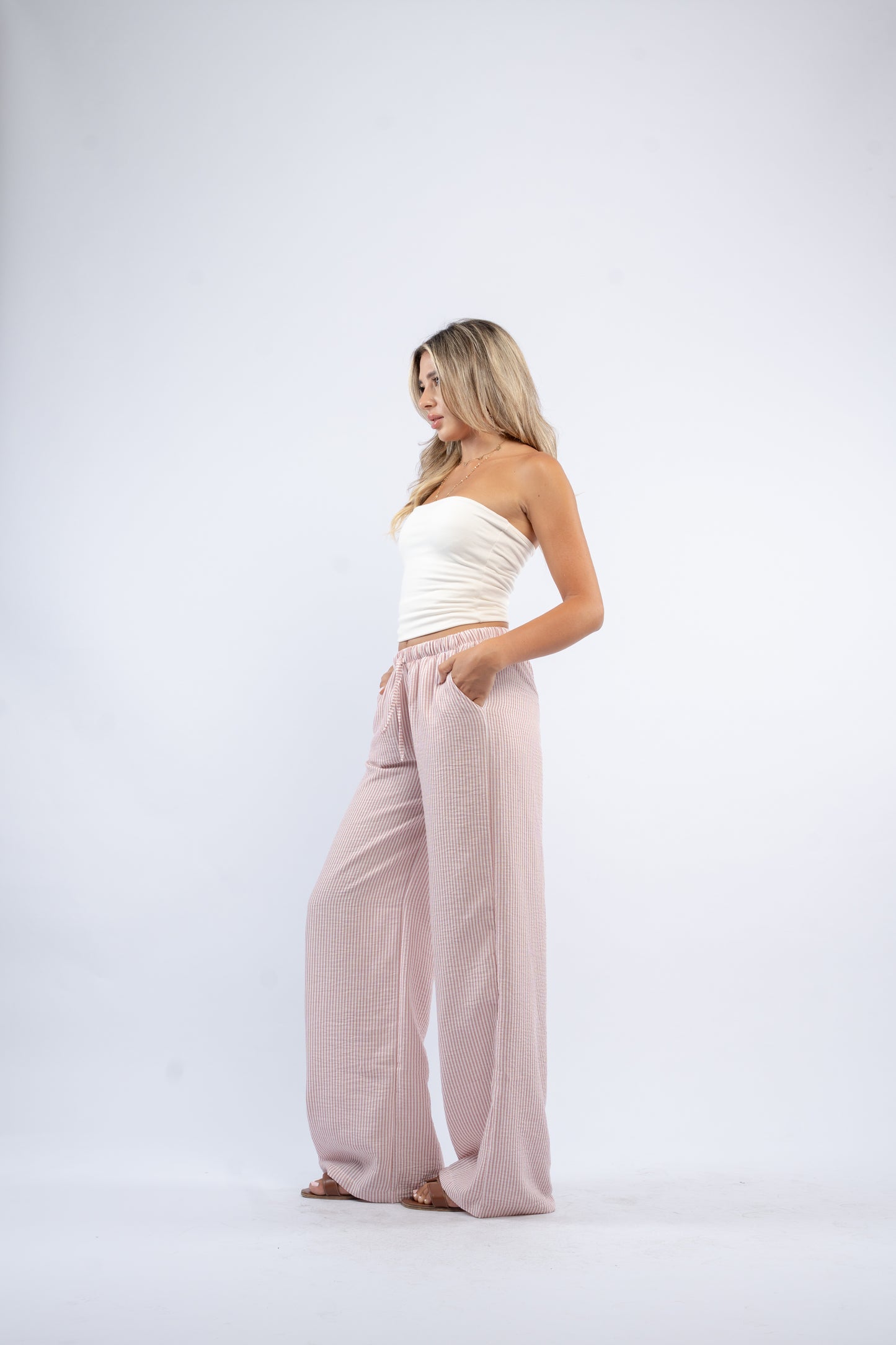 Low waist linen pants