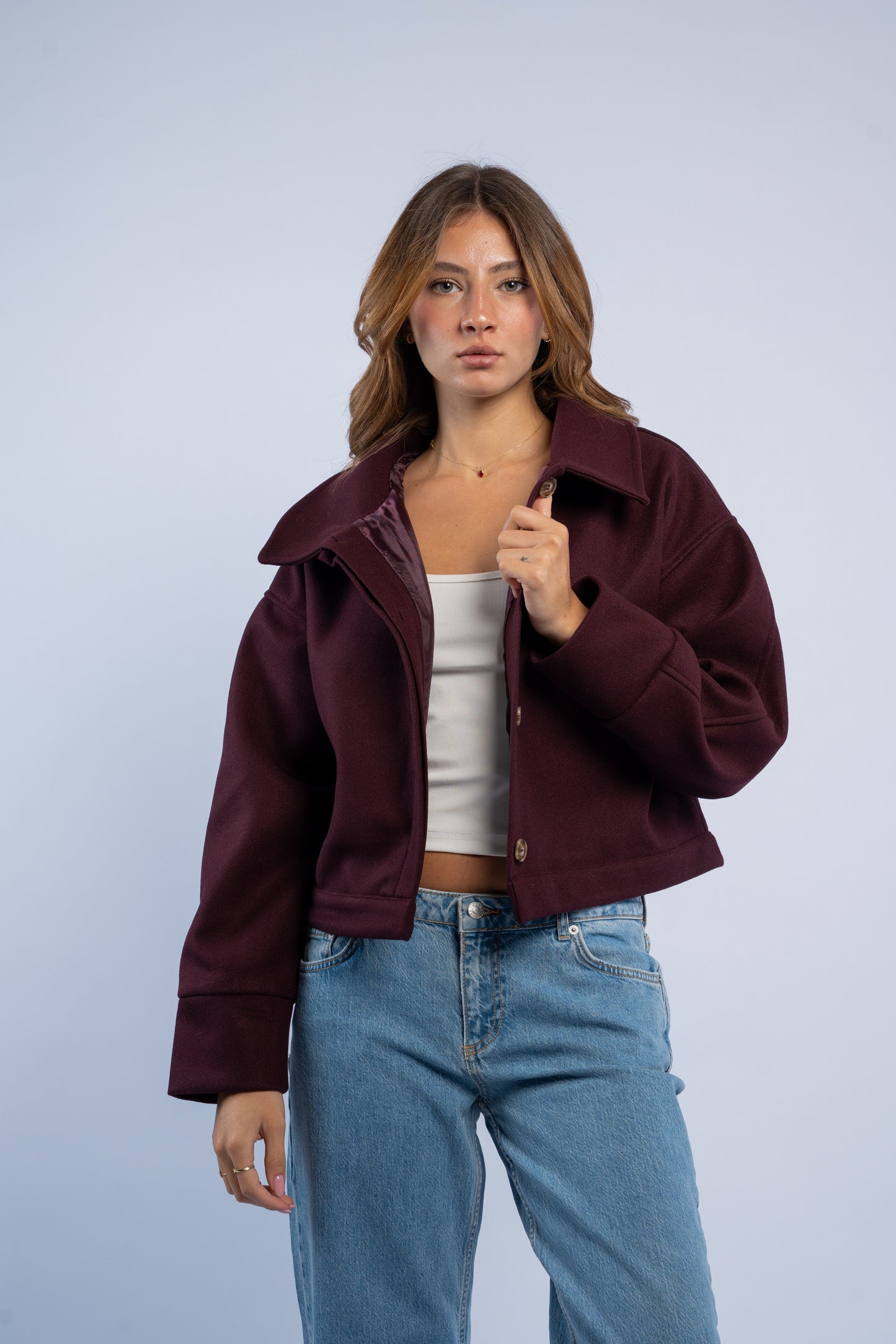 Wool jacket with buttons